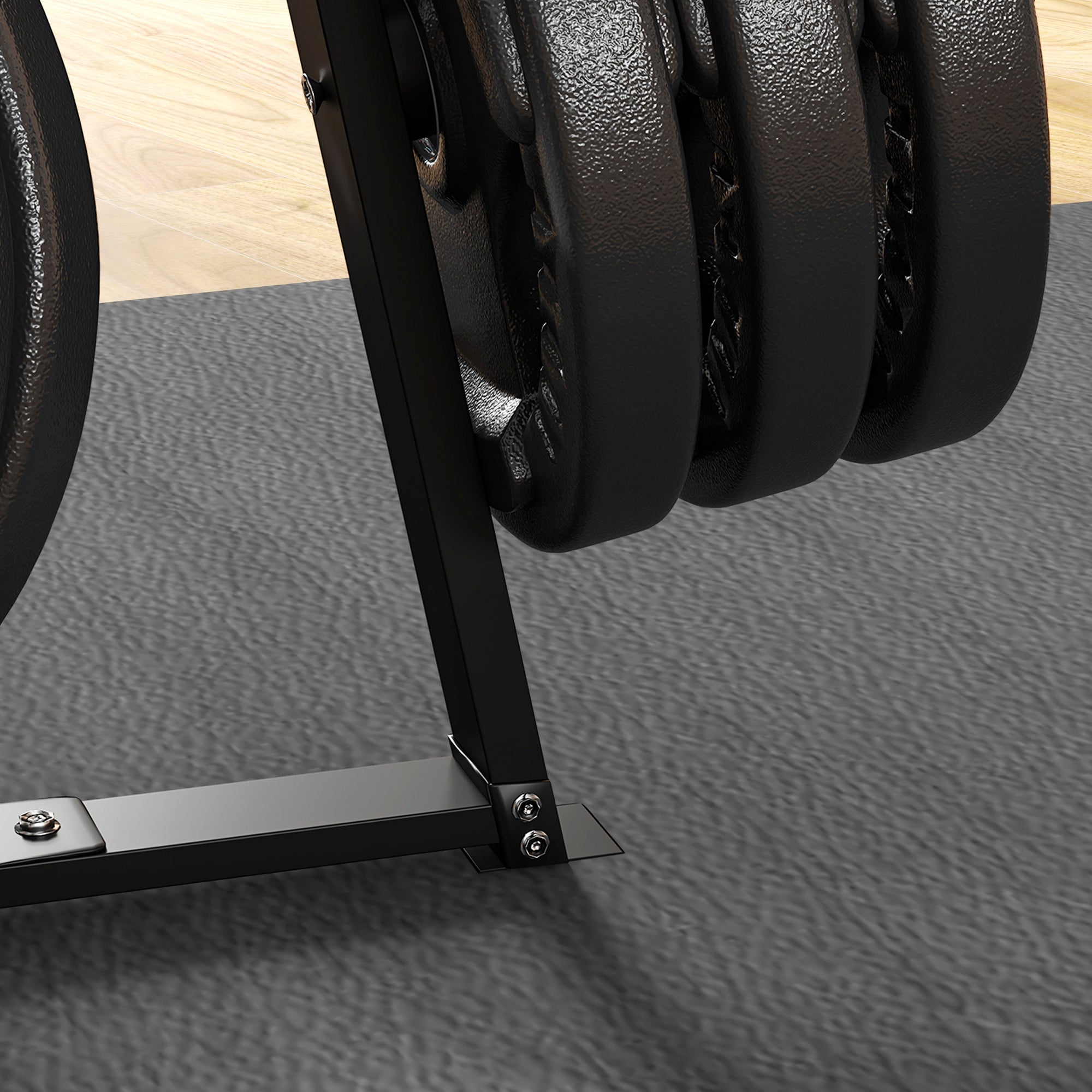 SPORTNOW Weight Tree Weight Rack for 5cm Weight Plates and Barbell Bar with 6 Fasten Clamps, 300kg Capacity - North Peak Garden Furniture