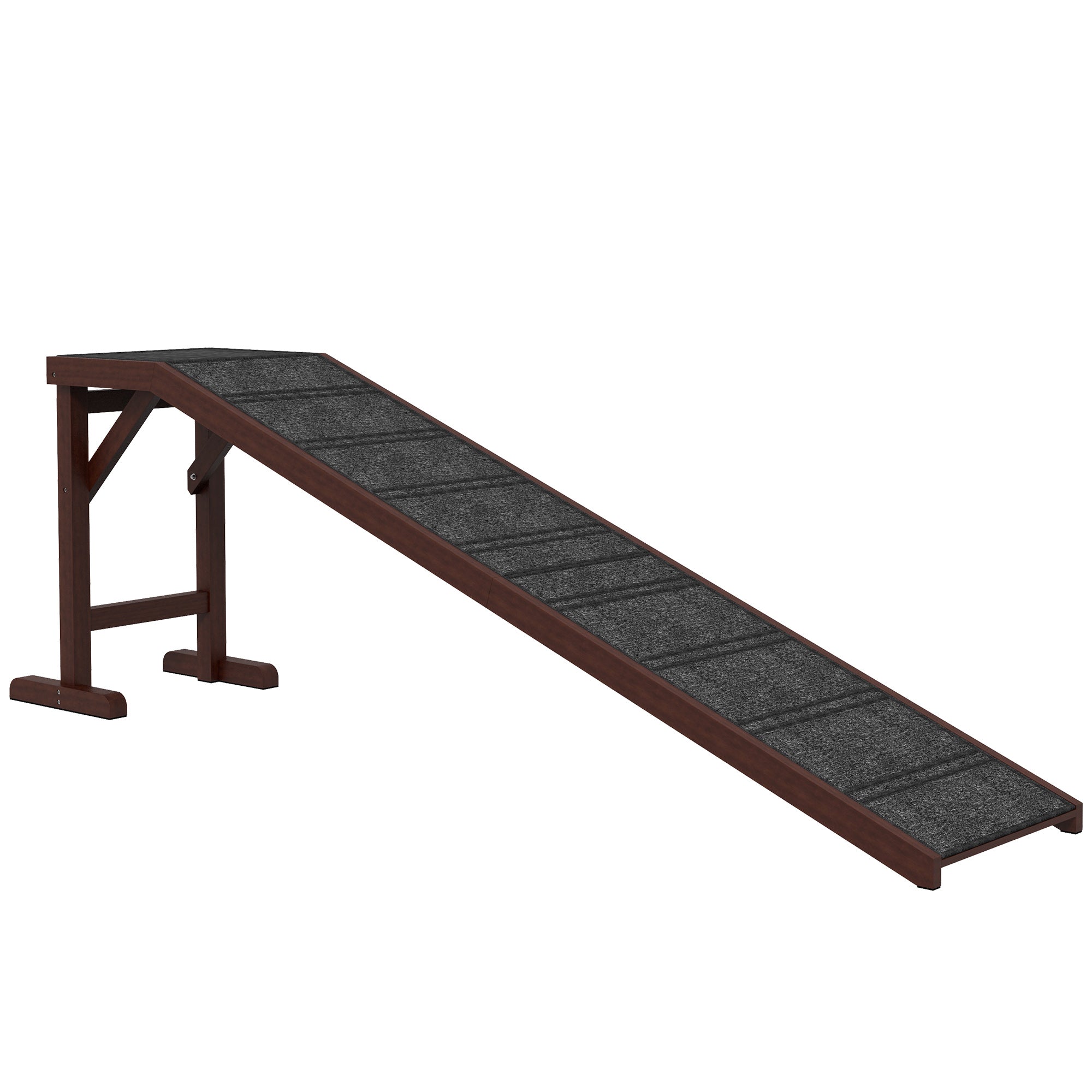 PawHut Pet Ramp for Dogs Cats  Non-Slip Carpet Top Platform - Brown & Grey