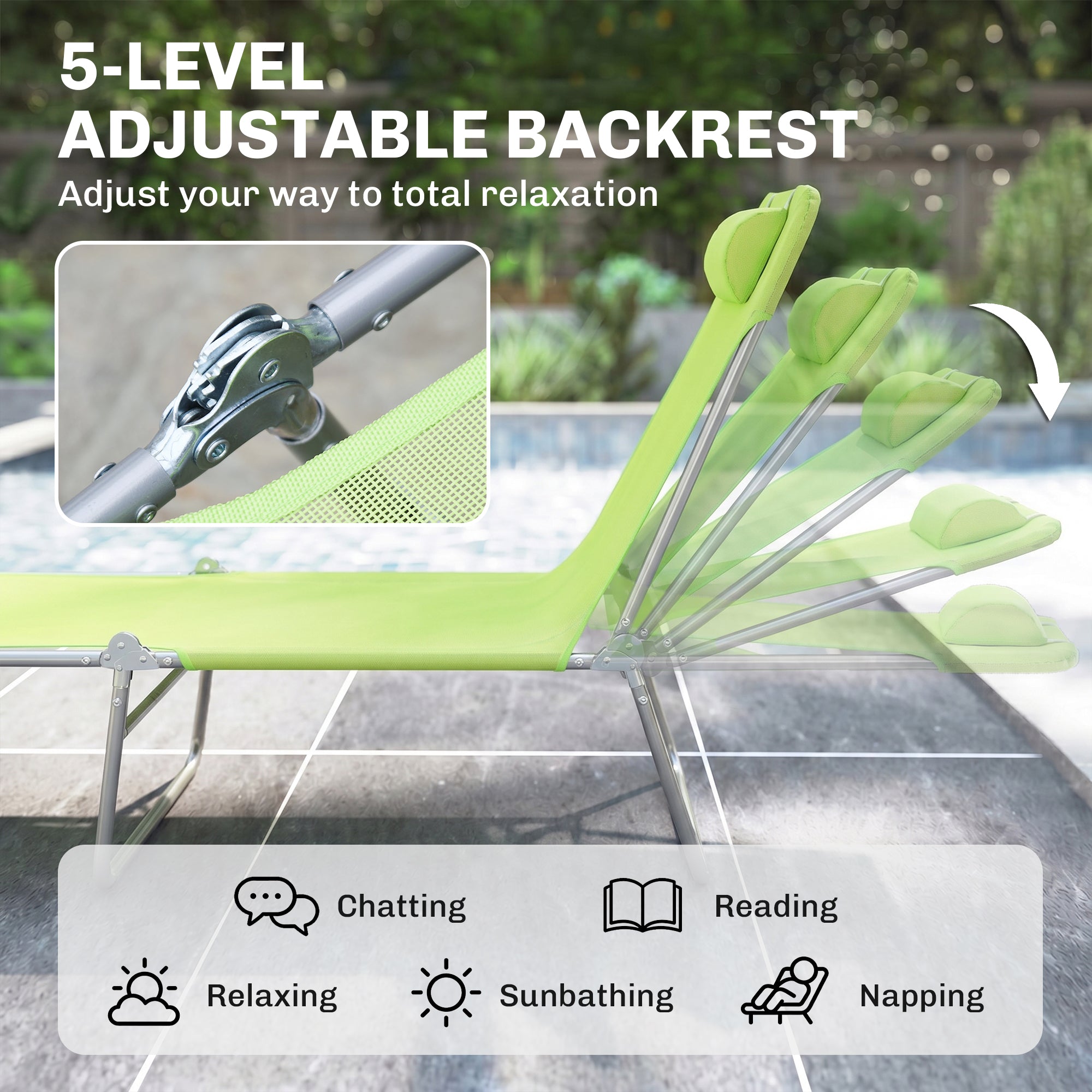 Outsunny Single Folding Sun Lounger - Green