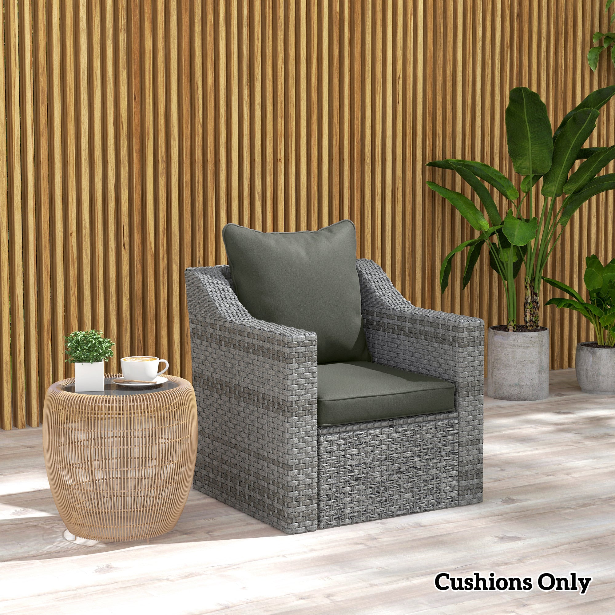 Outsunny Seat and Back Padded Cushion Set, CUSHION ONLY - Charcoal Grey