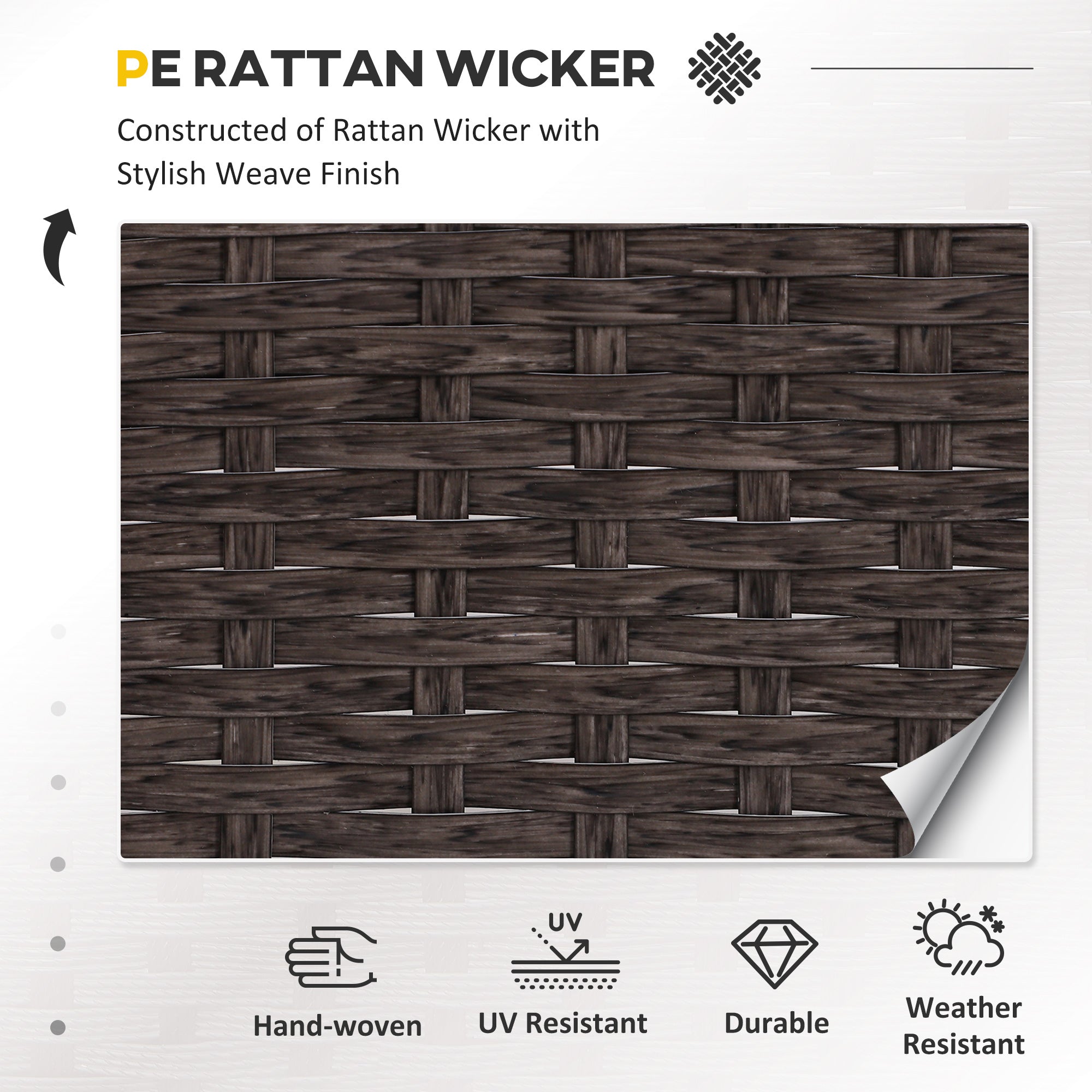 Outsunny 5 Pieces PE Rattan Garden Furniture Set with 10cm Thick Padded Cushions, Wicker Weave Outdoor Seating Chairs with 2 Armchairs, 2 Stools, Glass Top Table, Brown - North Peak Garden Furniture