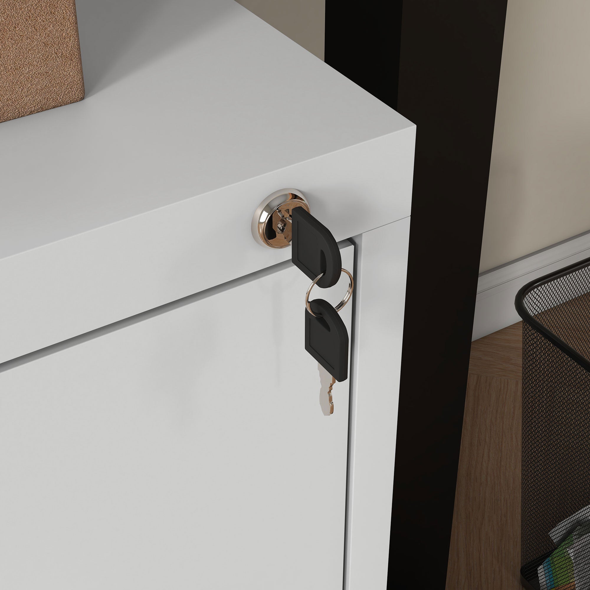 HOMCOM Three-Drawer Modern Steel Filing Cabinet - Cream - North Peak Garden Furniture