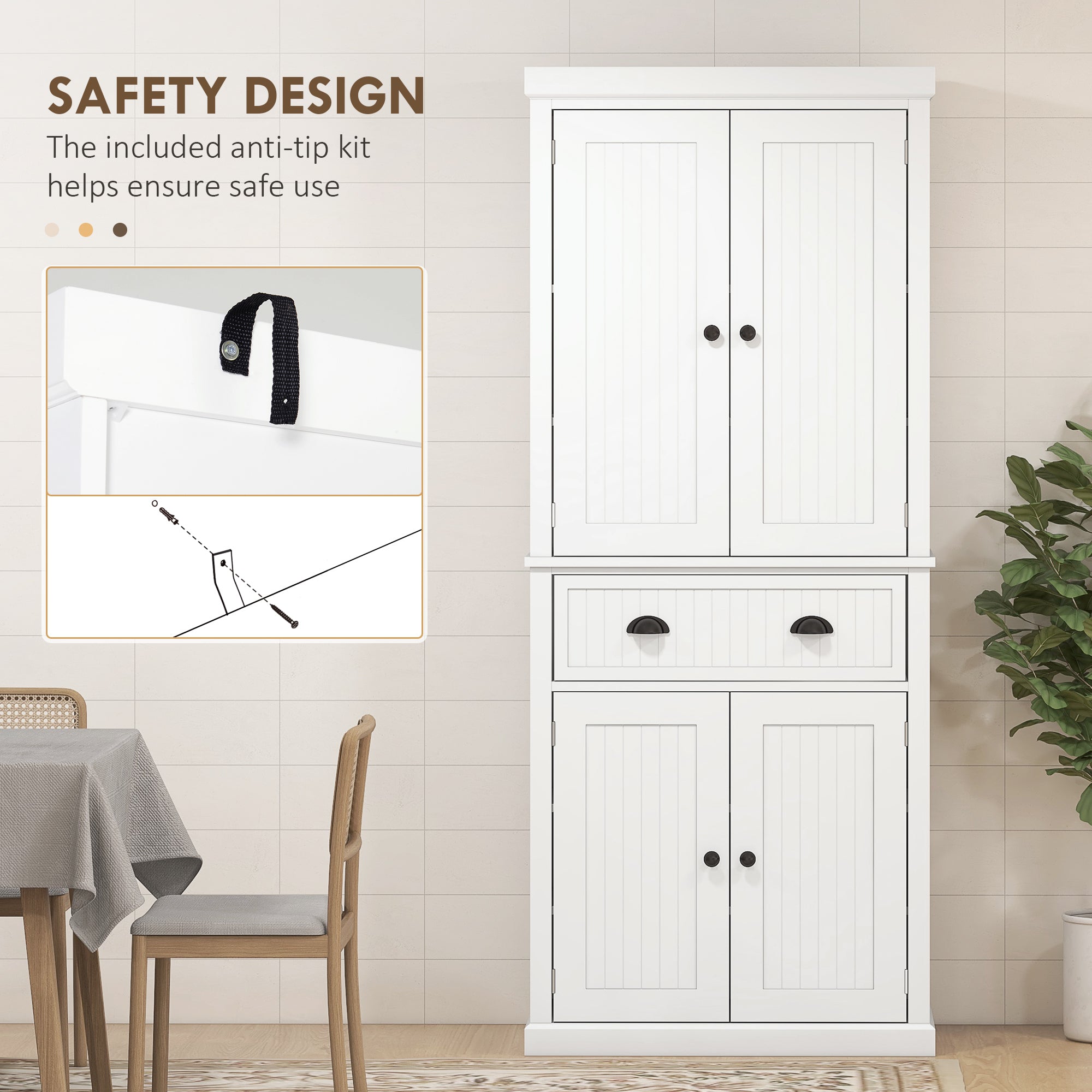 HOMCOM Freestanding Multi-Storage Kitchen Cabinet - White - North Peak Garden Furniture