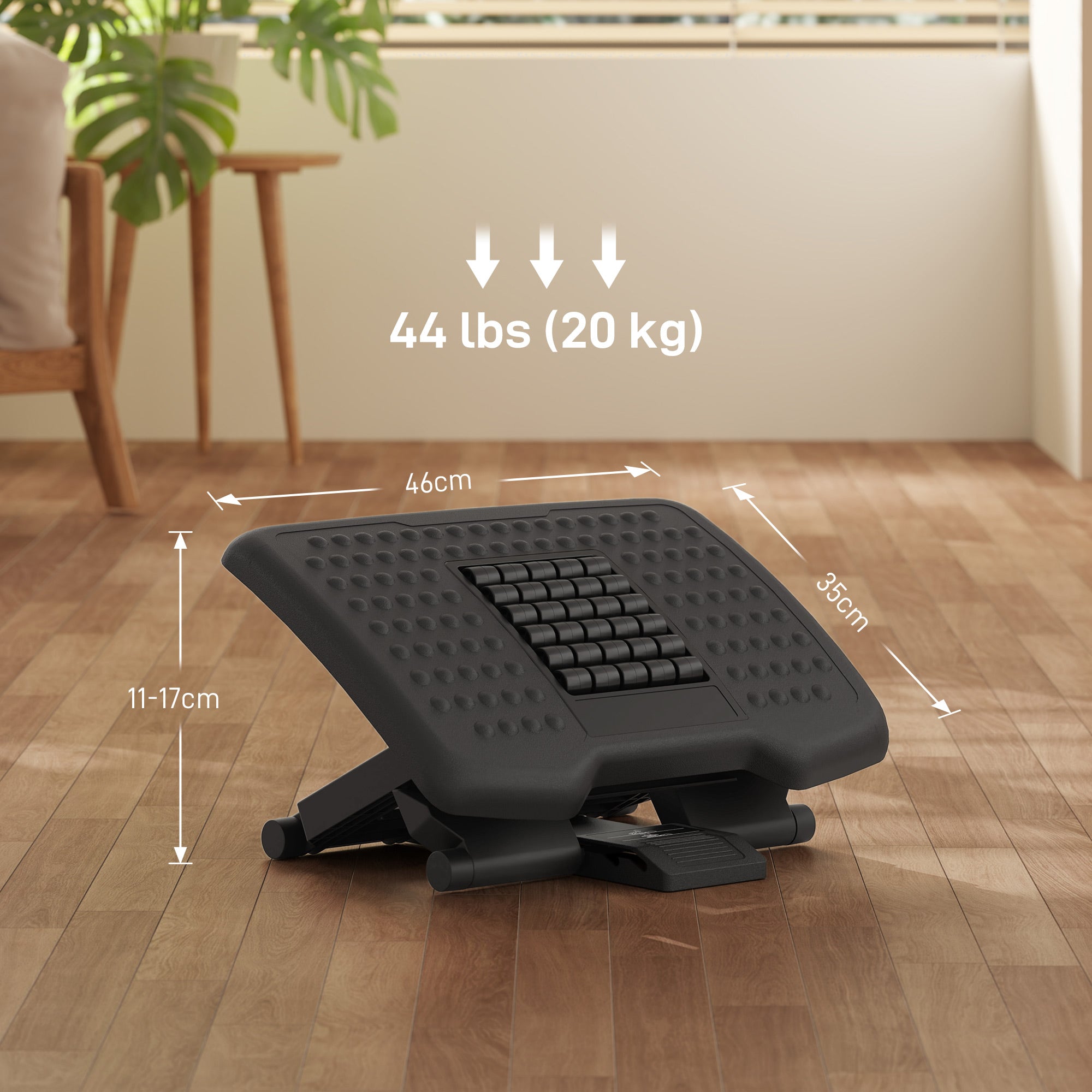 HOMCOM Three-Level, Multi-Angle Massage Footrest - Black - North Peak Garden Furniture