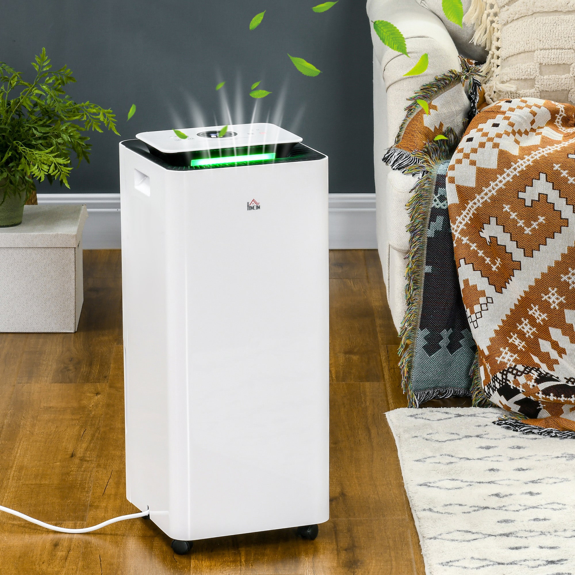 HOMCOM 3500mL Portable Dehumidifier with Air Purifier, 24H Timer, 5 Modes, 16L/Day, for Home Laundry, White - North Peak Garden Furniture