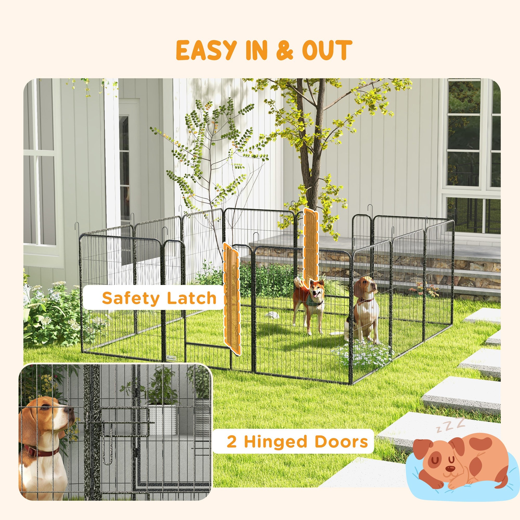 PawHut 12 Panels Heavy Duty Puppy Playpen, for Small Dogs, Indoor and Outdoor Use - Silver