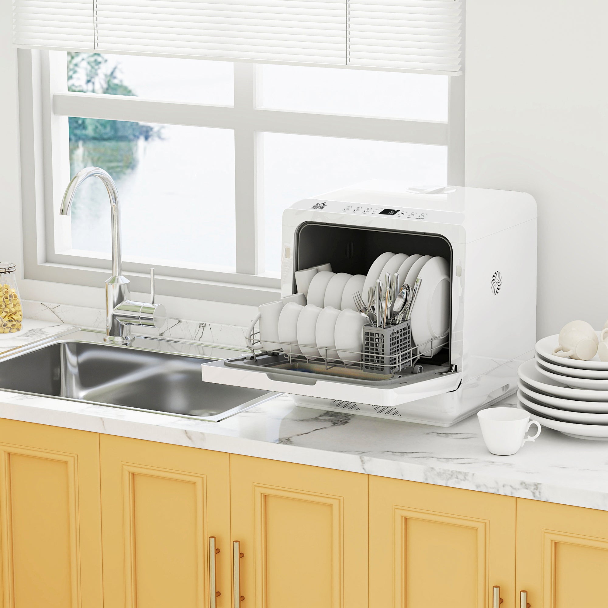 HOMCOM Multi-Program 6L Tabletop Dishwasher