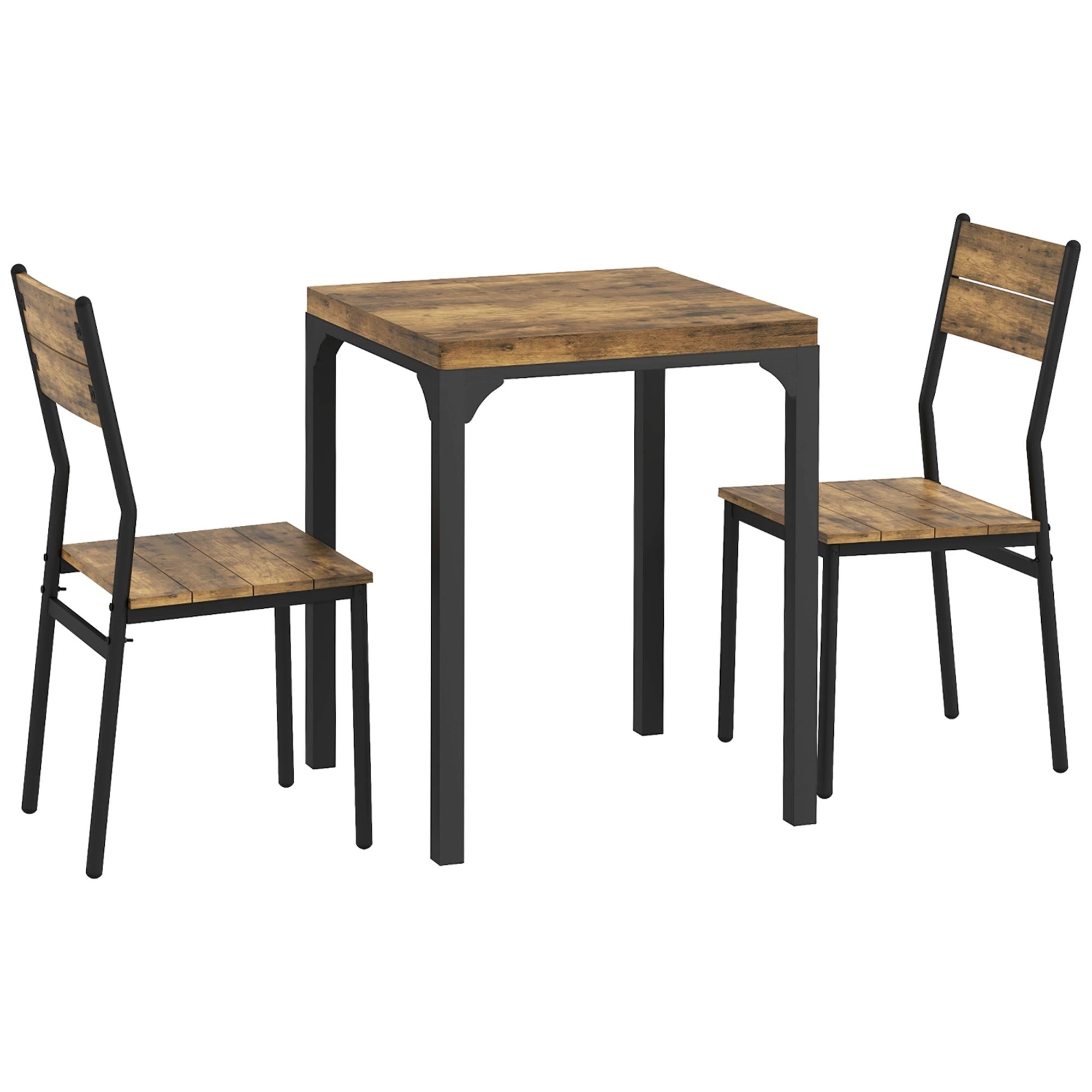 HOMCOM Three-Piece Minimal and Compact Dining Set, Rustic Brown - North Peak Garden Furniture