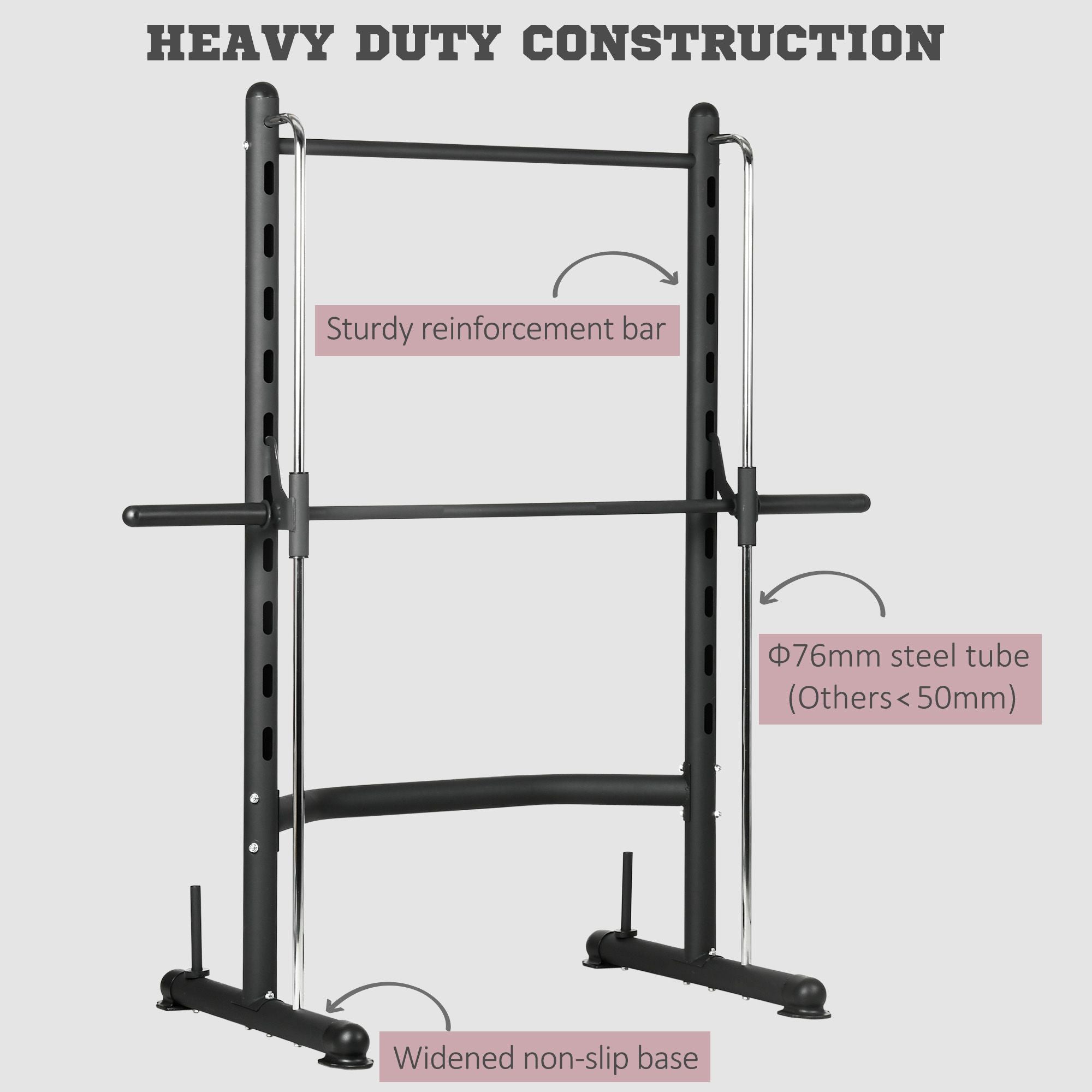 HOMCOM Adjustable Squat Rack, with Pull Up Bar, Barbell Bar for Home Gym - North Peak Garden Furniture