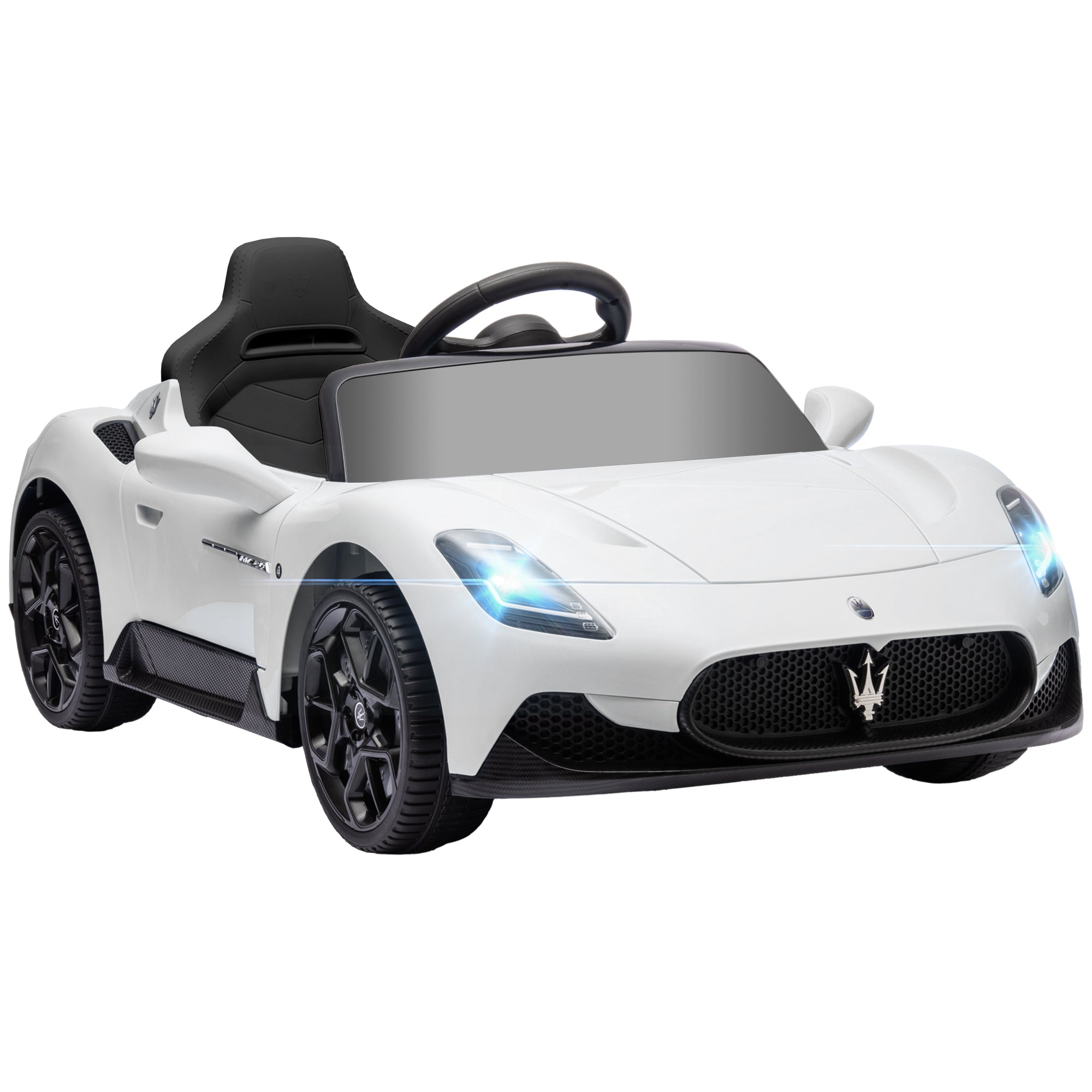 AIYAPLAY Maserati MC20 Licensed 12V Kids Electric Ride on Car with Remote Control, Spring Suspension, White