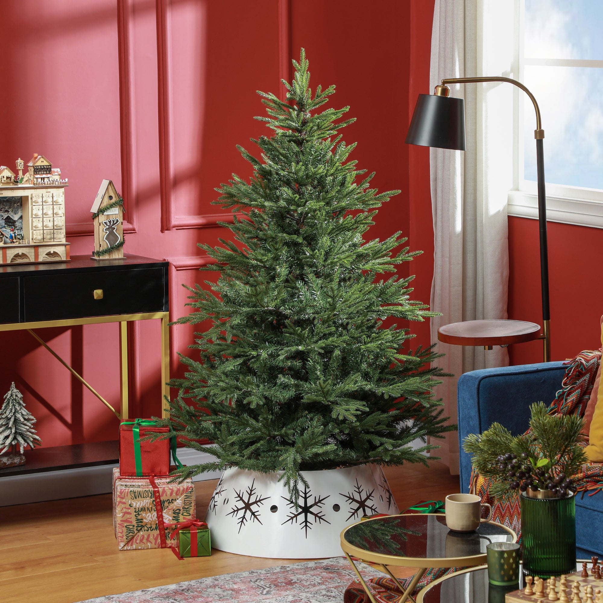 HOMCOM 5ft Bushy and Bare Artificial Christmas Tree - Green - North Peak Garden Furniture