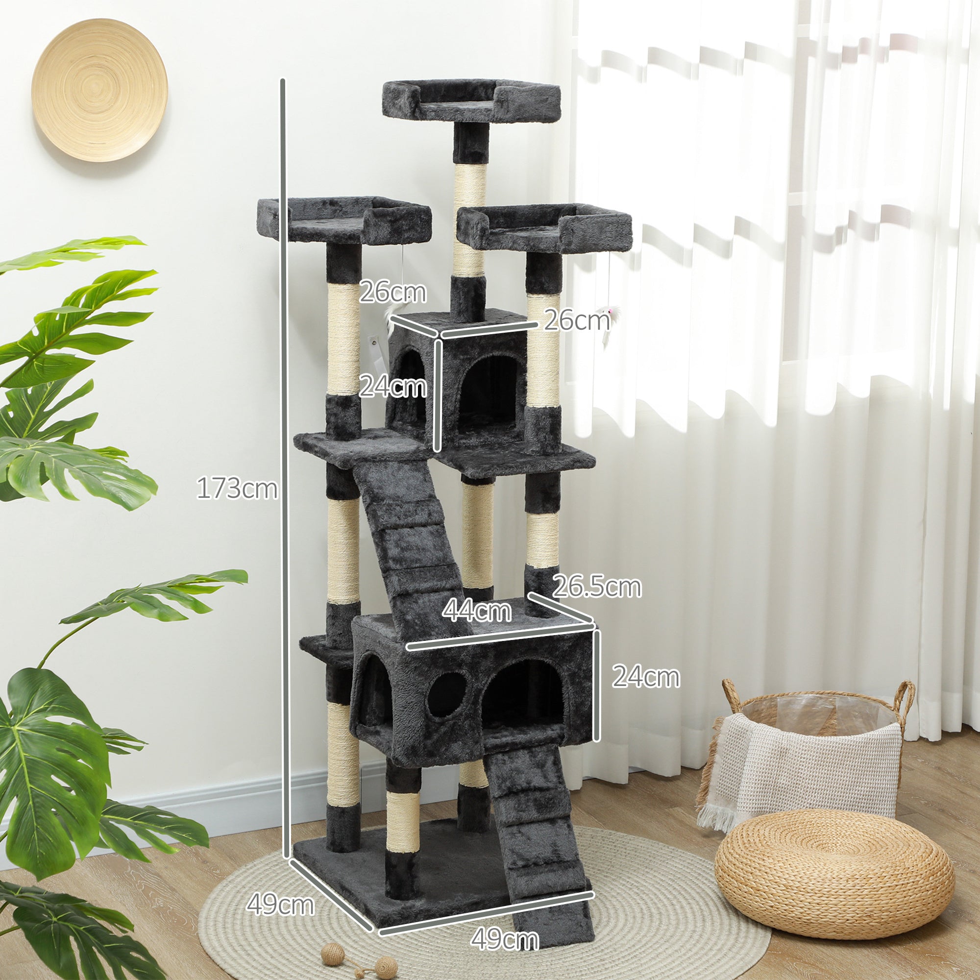 PawHut Cat Tree Scratching House, Activity Play Centre - North Peak Garden Furniture