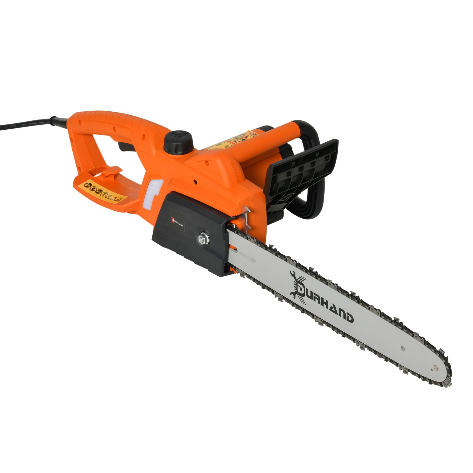 DURHAND Aluminium Electric Chainsaw with Double Brake Protection and Blade Cover, 2000 W, 40 cm, for Wood, Trees and Branches, Orange - North Peak Garden Furniture