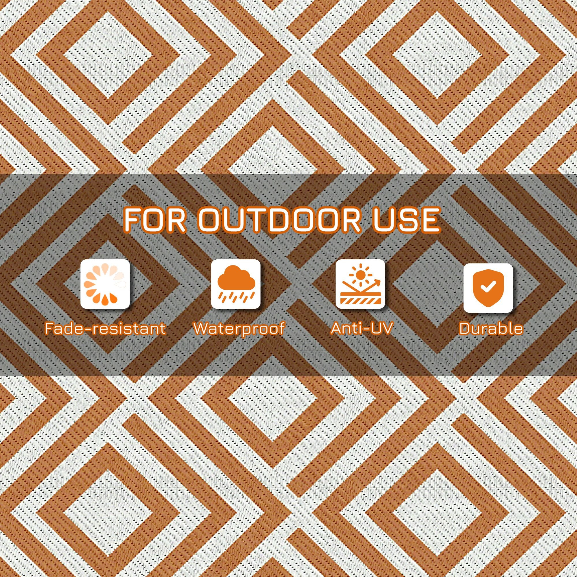 Outsunny Reversible Outdoor Rug, Plastic Straw Mat w/ Carry Bag Ground Stakes for Garden RV Picnic Beach Camping 182x274cm Brown