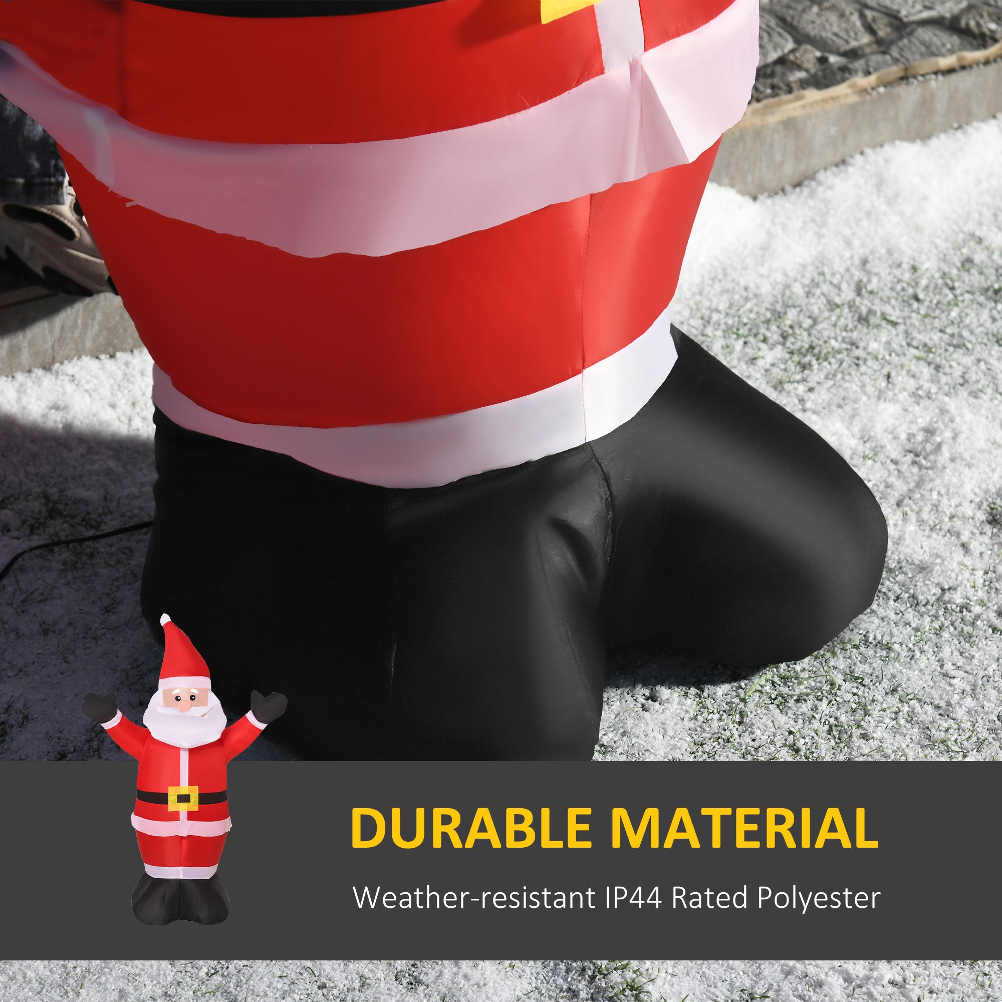 HOMCOM 4ft Inflatable Christmas Santa Claus Xmas Decoration 1 LED Holiday Air Blown Yard Outdoor Décor - North Peak Garden Furniture