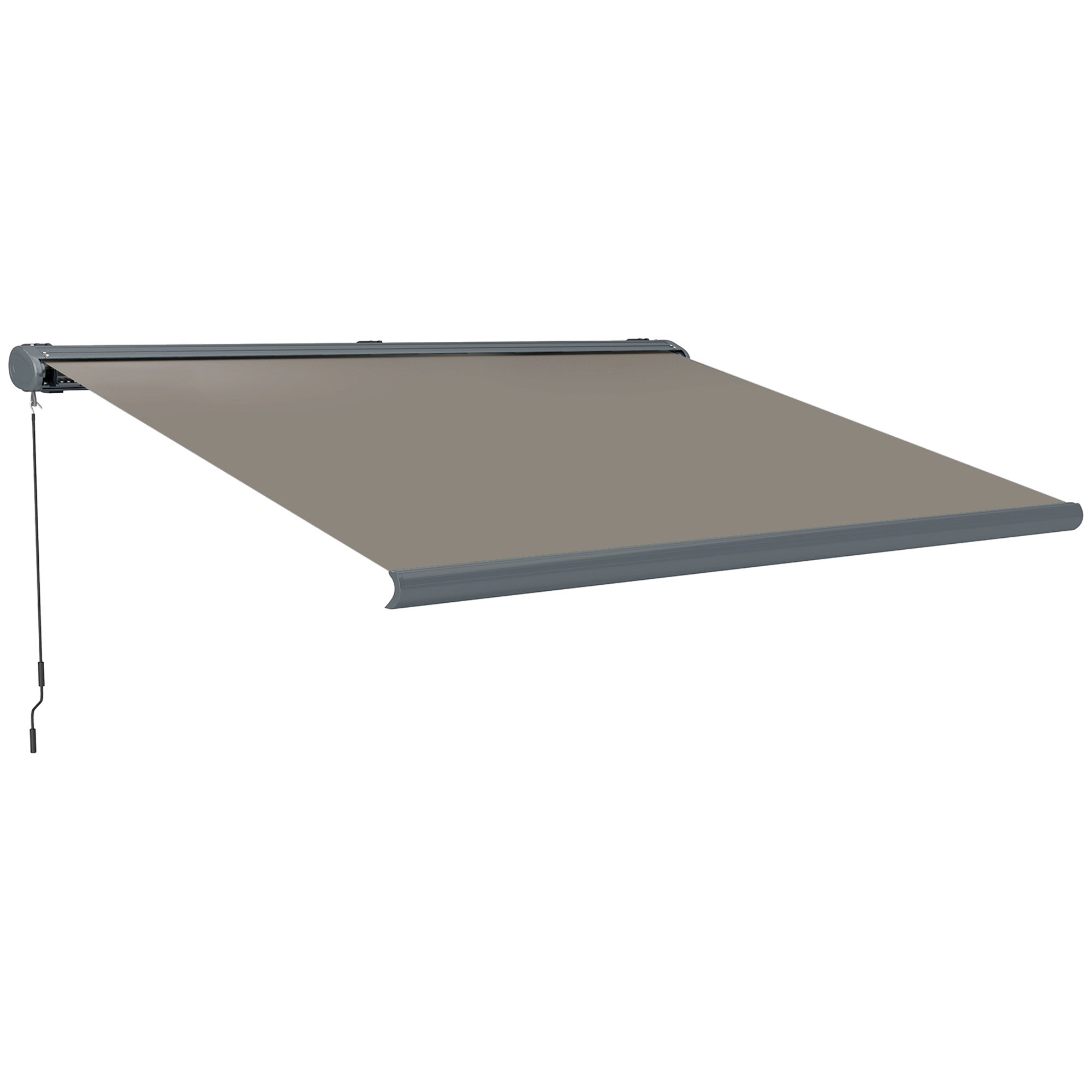 Outsunny 4 x 3(m) Full Cassette Electric Awning with Remote Controller, Aluminium Frame DIY Retractable Garden Awning, UPF50+ Sun Shade Canopy for Deck Door Window, Light Grey - North Peak Garden Furniture