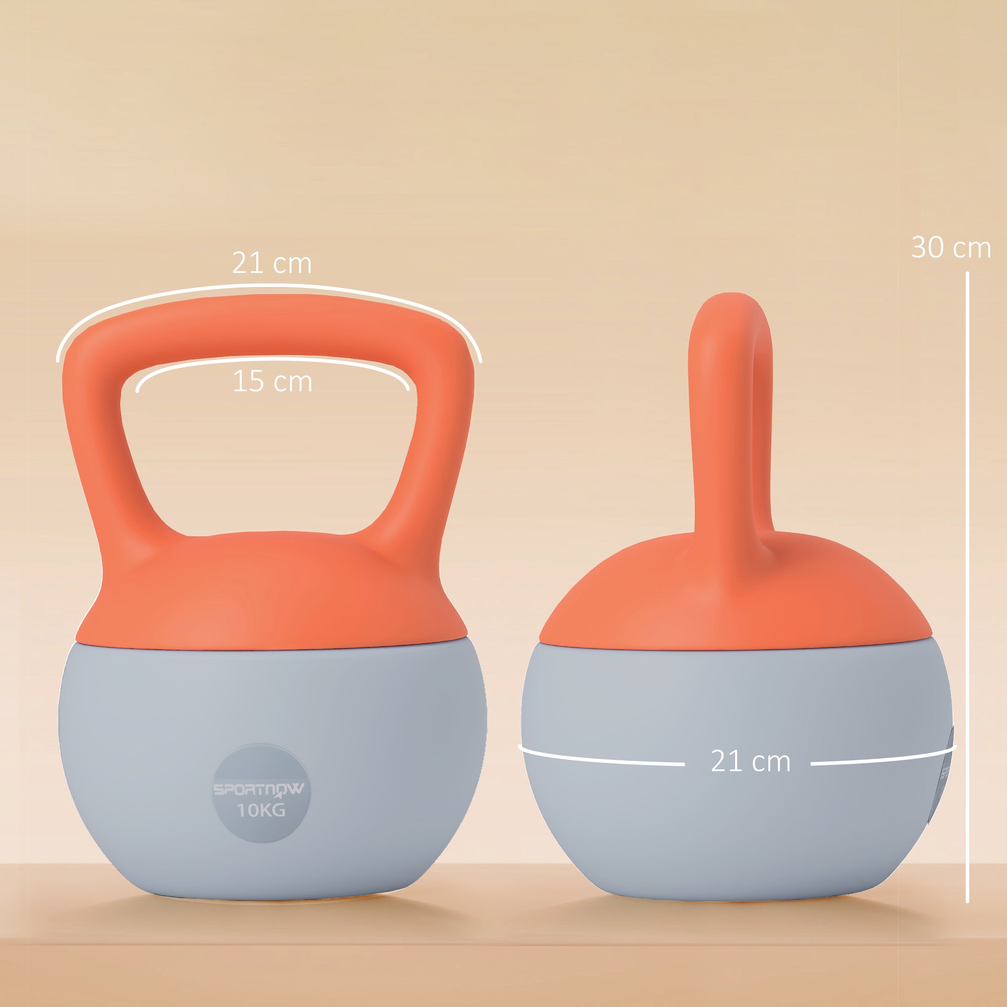 SPORTNOW Soft Kettlebell, 10kg Kettle Bell with Non-Slip Handle for Home Gym Weight Lifting and Strength Training, Orange and Grey - North Peak Garden Furniture