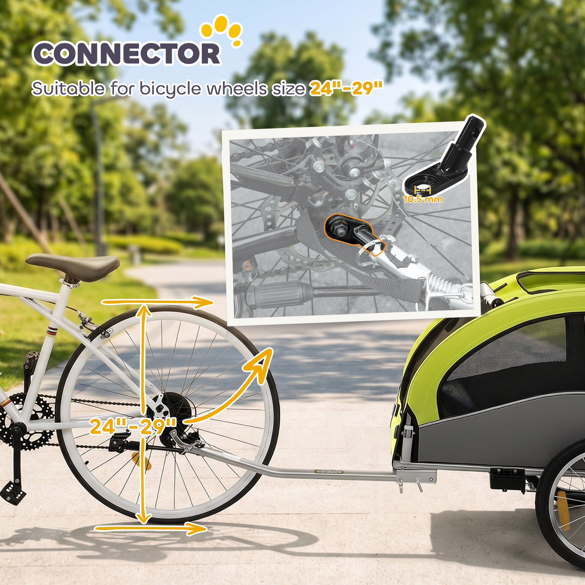 PawHut 2 in 1 Dog Bike Trailer, Foldable Pet Stroller, Dog Bicycle Trailer with Suspension, for Medium Dogs up to 20kg, Green
