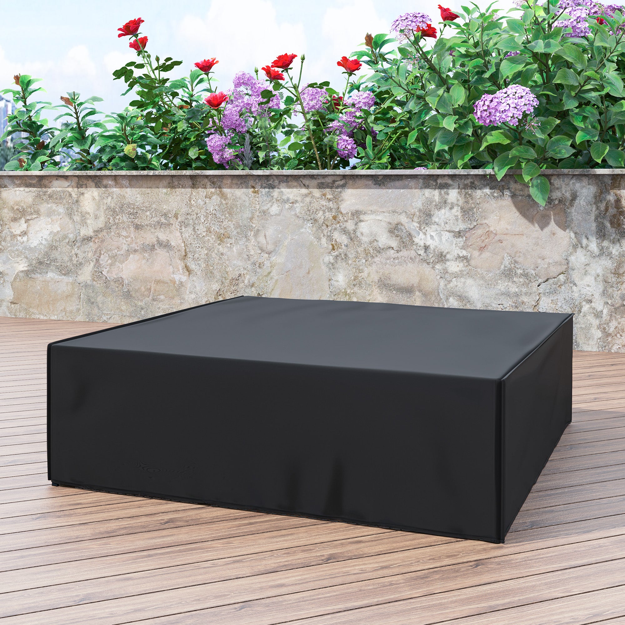 Outsunny Large Patio Garden Furniture Set Cover 600D Oxford Square Waterproof, 230 x 230 x 70 cm, Black - North Peak Garden Furniture
