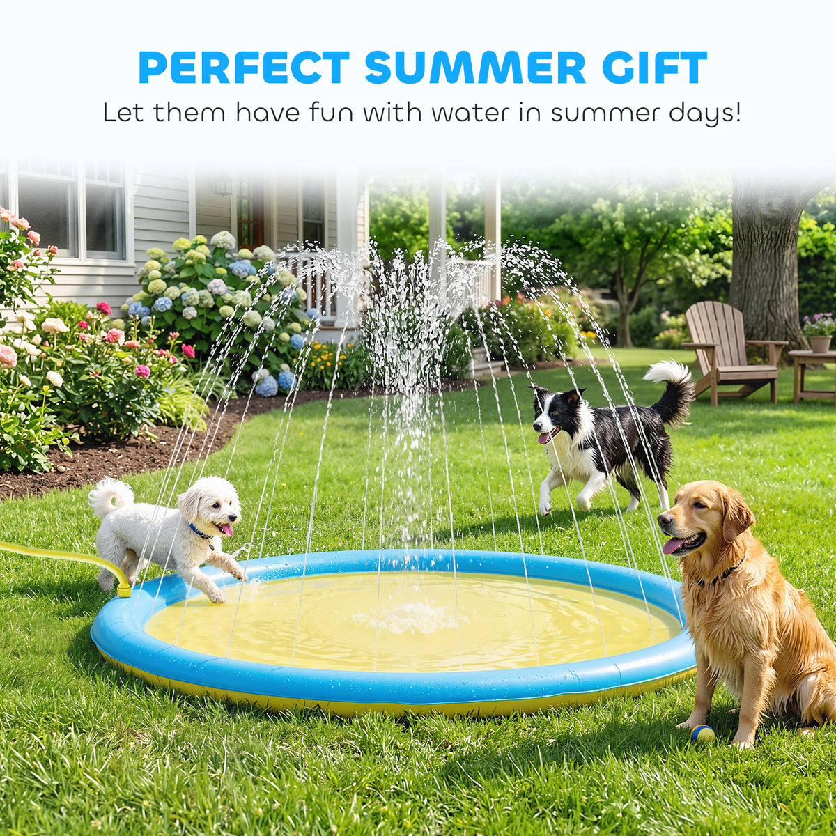 PawHut Dog Splash Pad  for Garden, Patio, Summer Fun, 170 cm