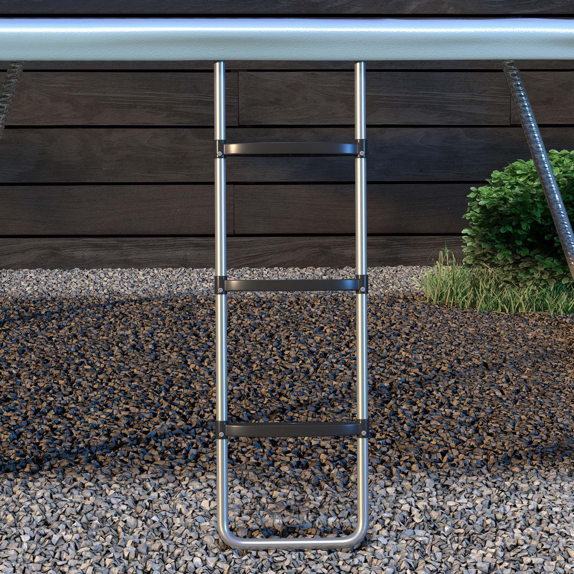 SPORTNOW Galvanised Steel Trampoline Ladder, 2 Steps/3 Steps Outdoor Trampoline Accessories for 6ft, 8ft, 10ft, 12ft, 13ft, 14ft, 16ft Trampoline, 110L x 32Wcm, Silver Tone