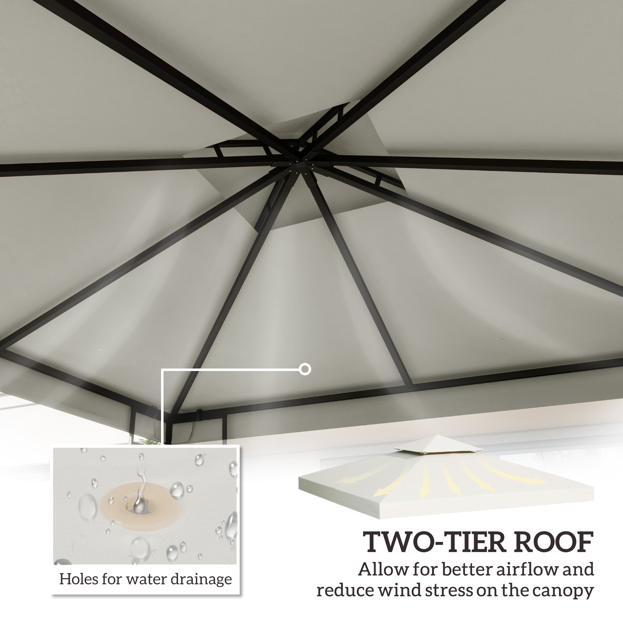 Outsunny Gazebo Replacement Canopy 3x3 m-Cream White - North Peak Garden Furniture