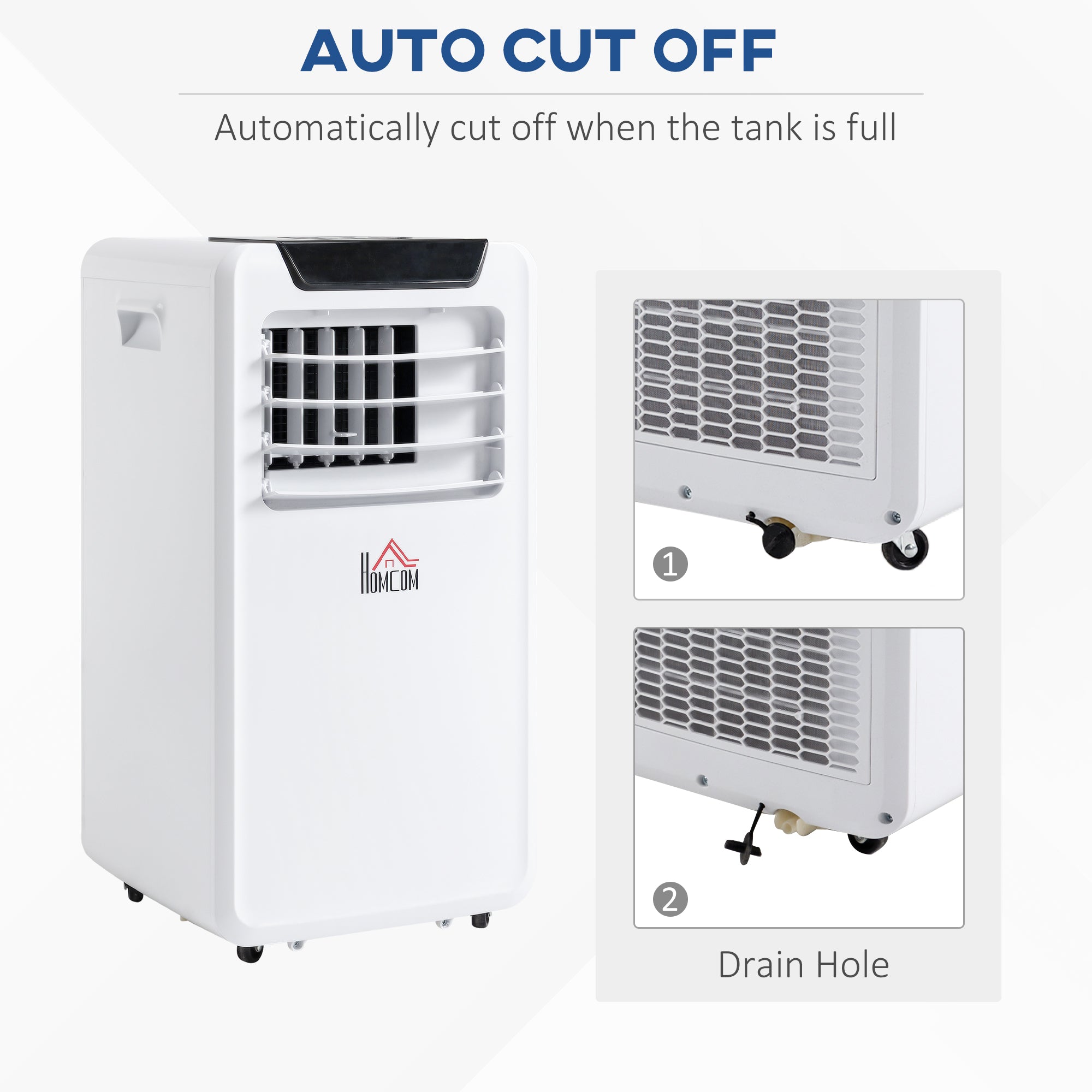 HOMCOM 10000 BTU Air Conditioning Unit, 3-in-1 Portable Air Conditioner, Dehumidifier, Cooling Fan with Remote Control, LED Display, 2 Speeds, 24H Timer, Window Venting Kit, 18m² - North Peak Garden Furniture