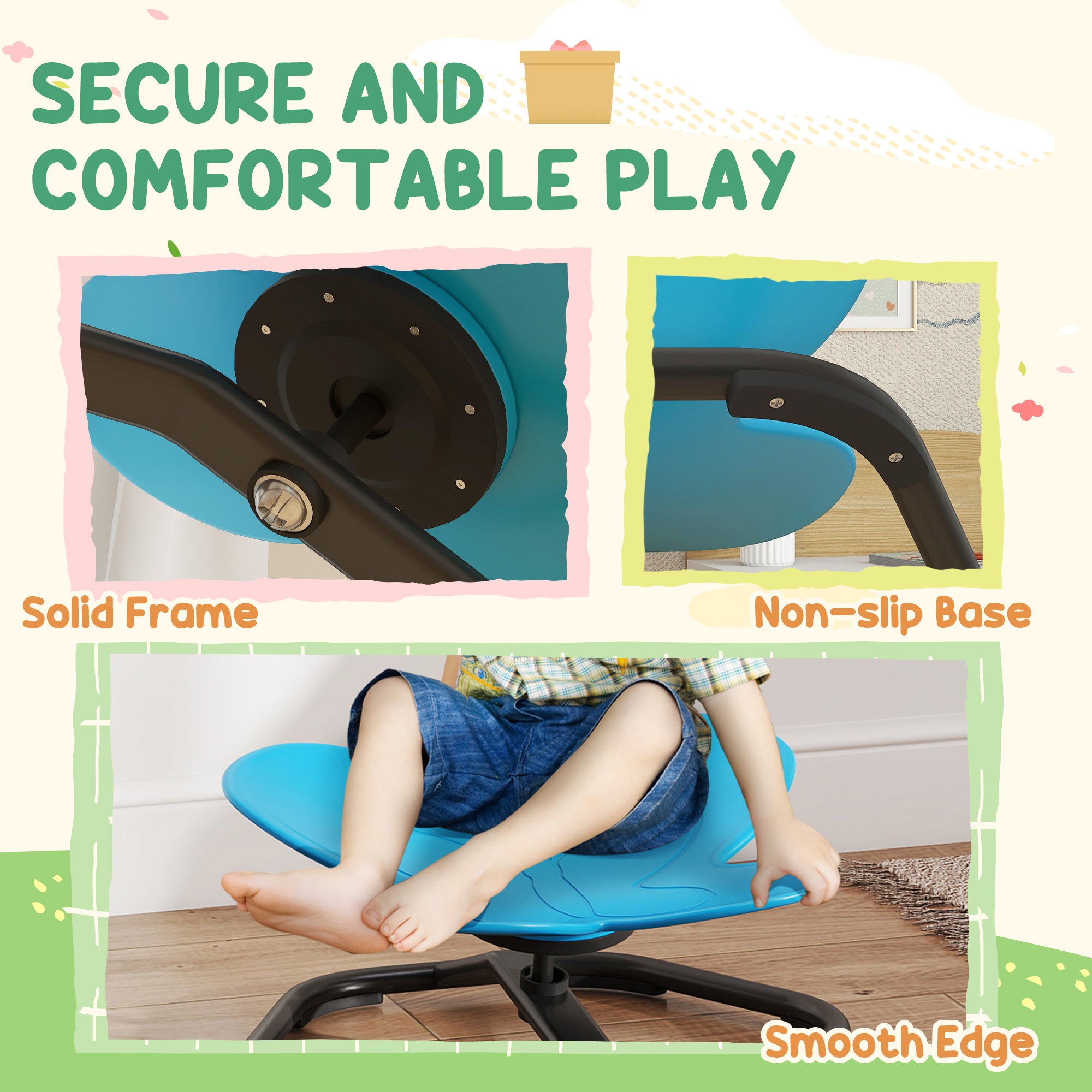 AIYAPLAY Butterfly-Shaped-kids Swivel Chair, Sensory Spinning Chair for Balance, Coordination Training, Blue