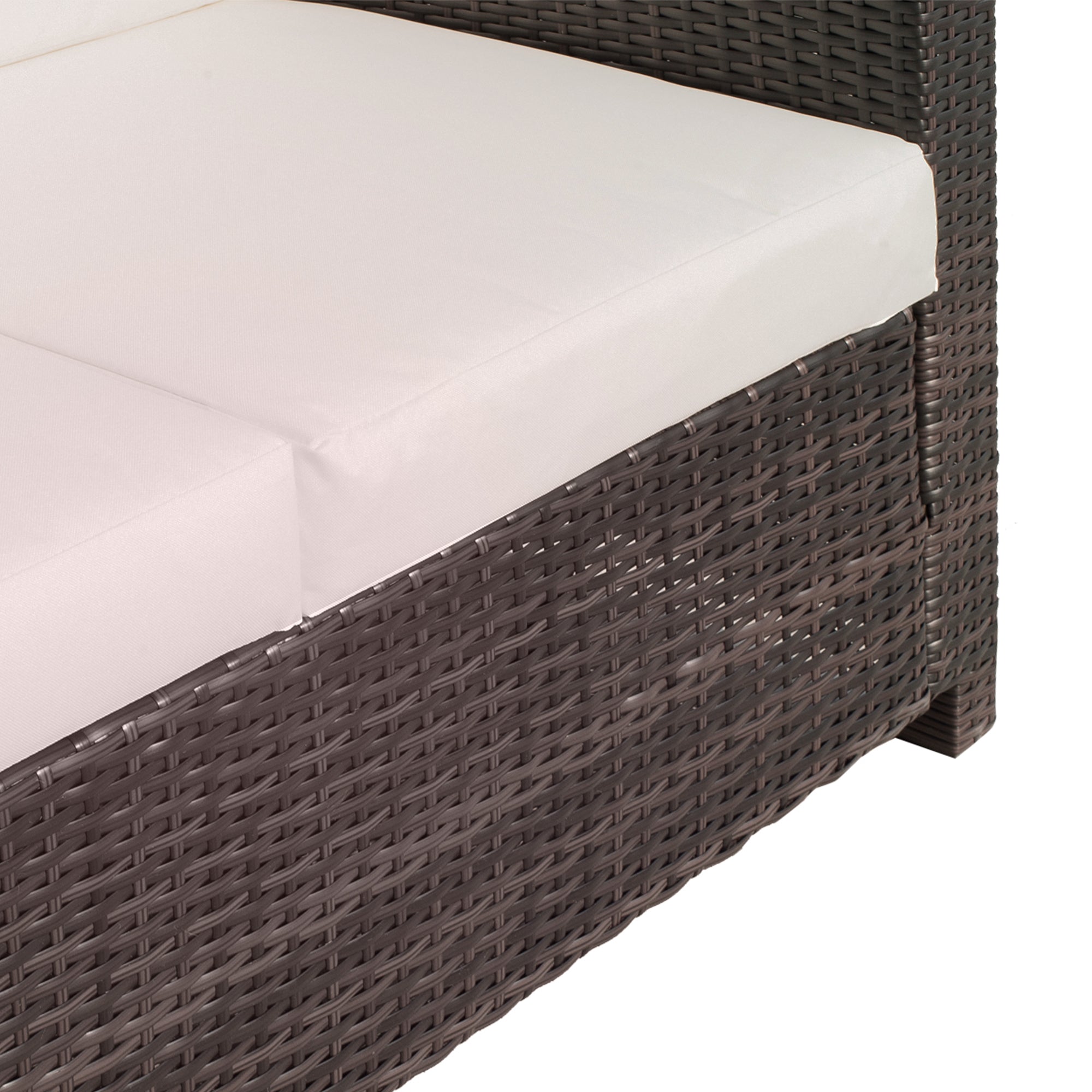 Outsunny 2 Seater Garden Furniture, Rattan Sofa with Soft Padded Cushion and Armrests, Wicker Garden Loveseat for Patio, Mixed Brown - North Peak Garden Furniture
