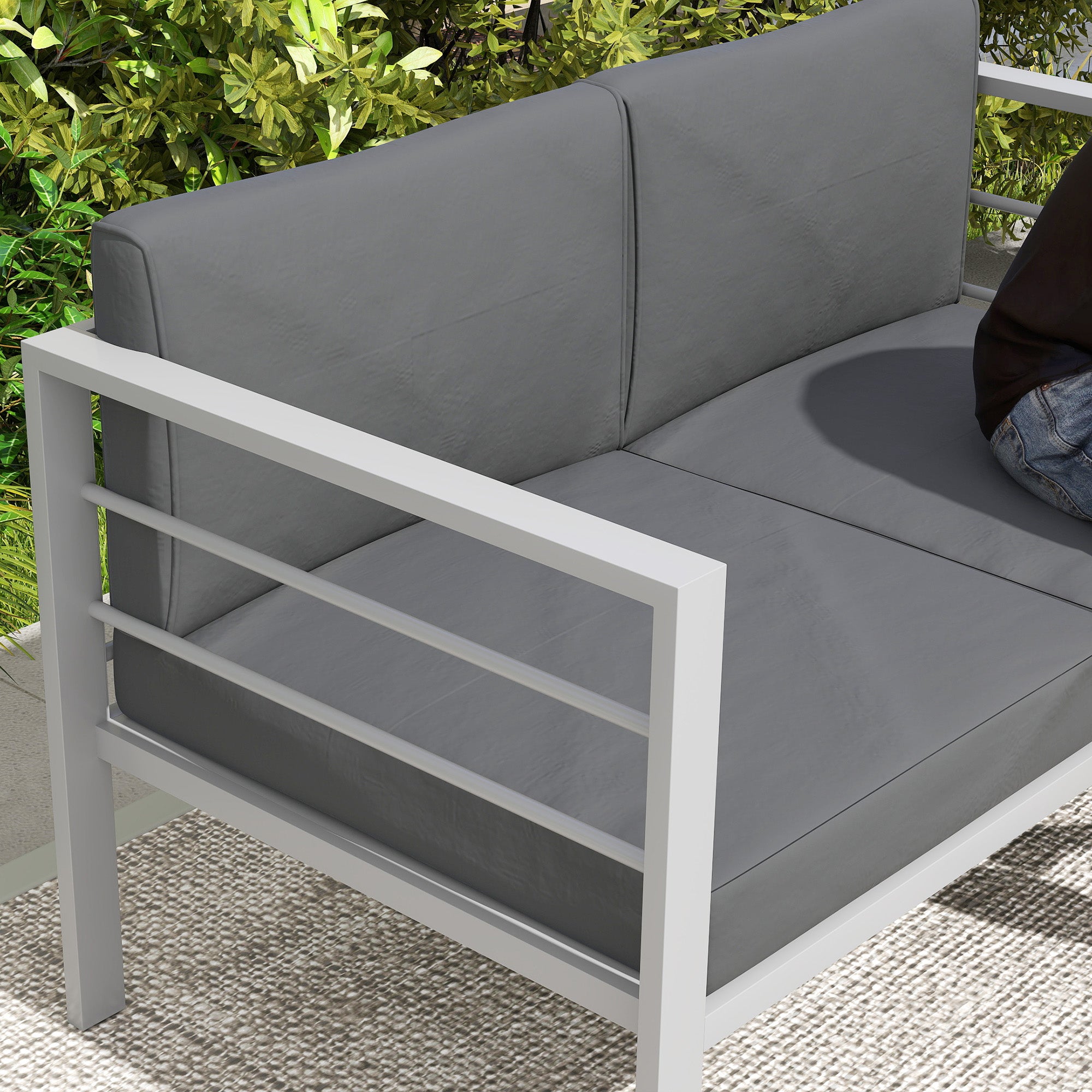 Outsunny Two-Seater Aluminium Garden Sofa - Grey - North Peak Garden Furniture