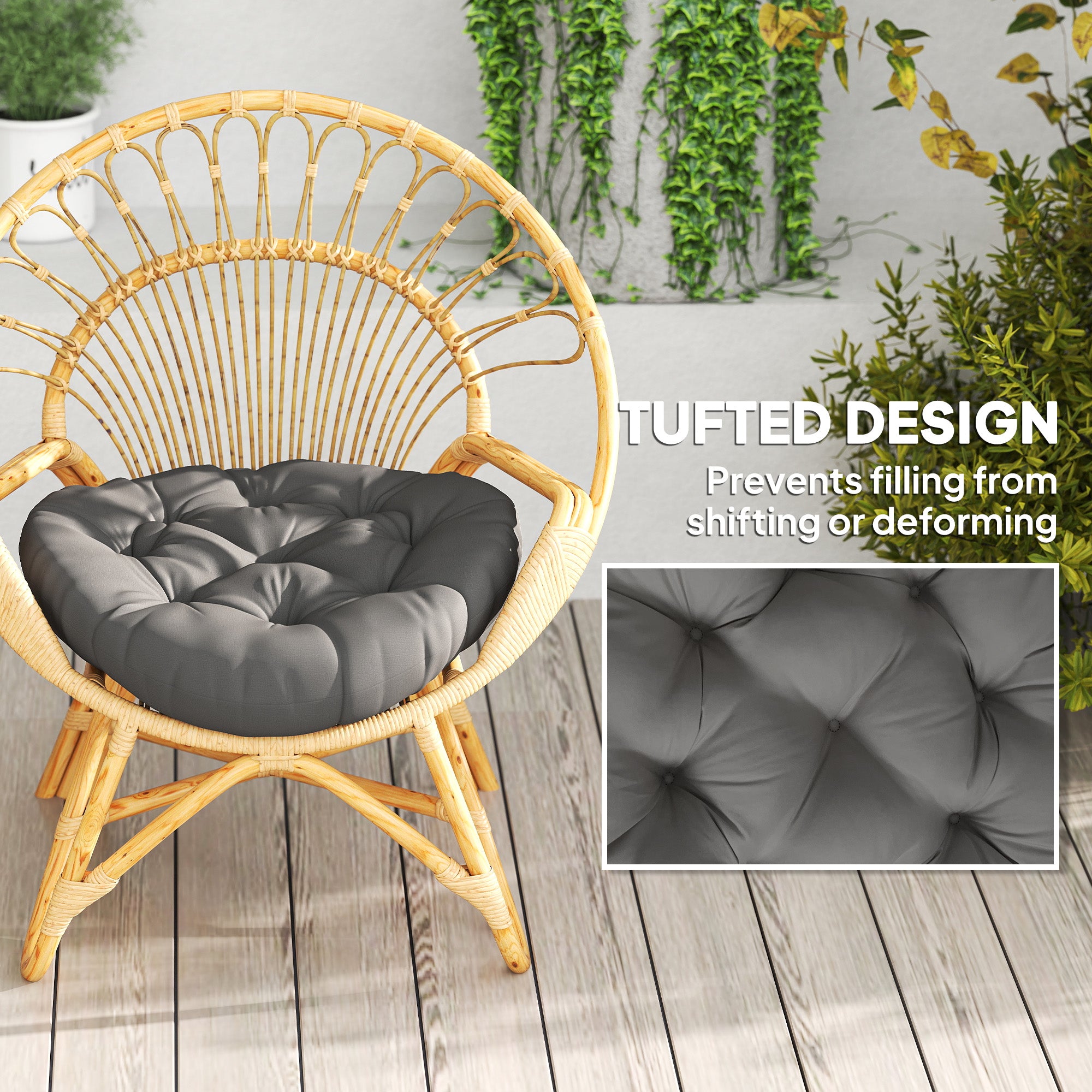 Outsunny Set of Two Φ60cm Outdoor Cushions - Dark Grey - North Peak Garden Furniture