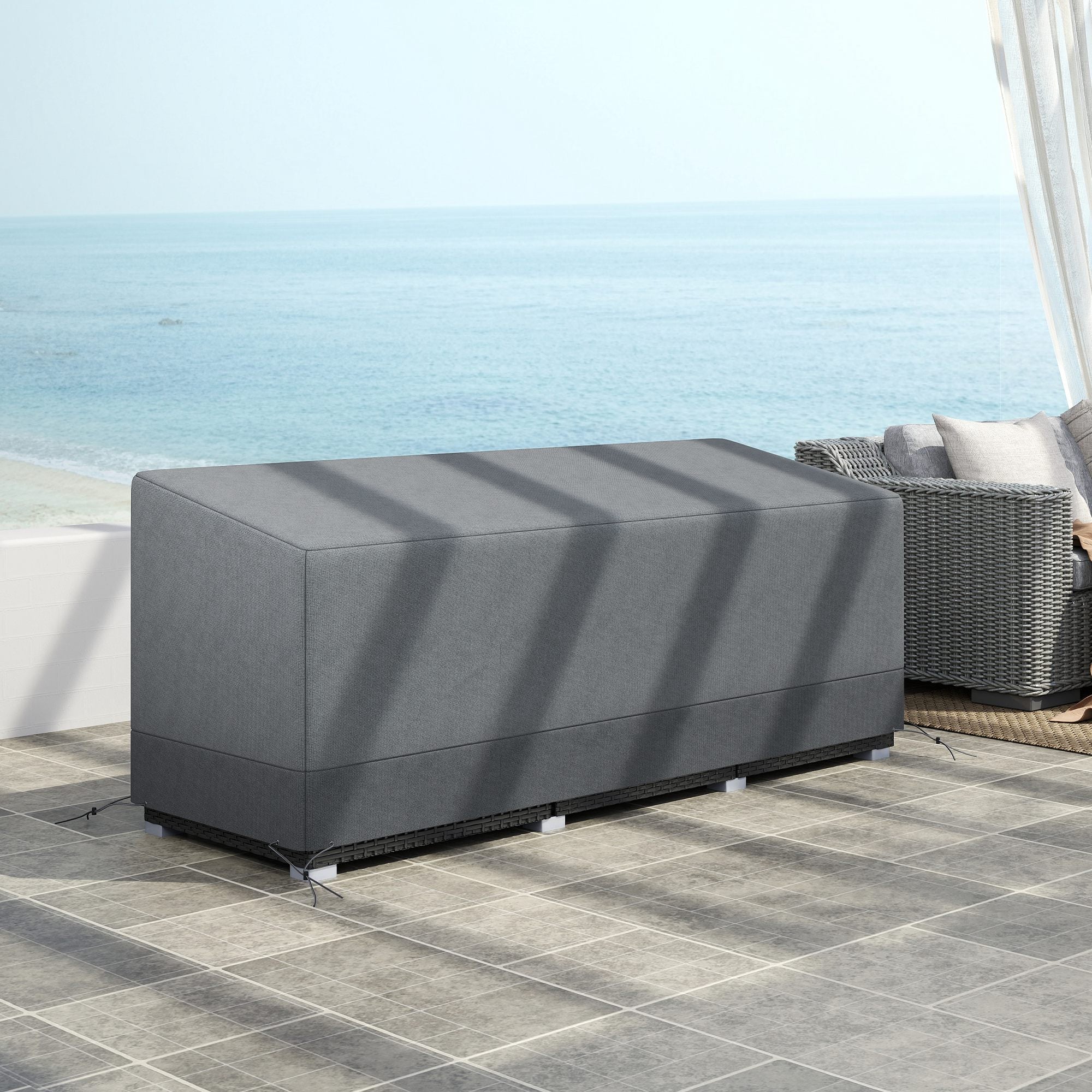 Outsunny Rectangular Patio Furniture Cover for 3 Seater Sofa Bistro Set, Water UV Resistant Protection 600D Oxford Fabric Rattan Lounge Clean Cover, 190 x 72 x 76cm