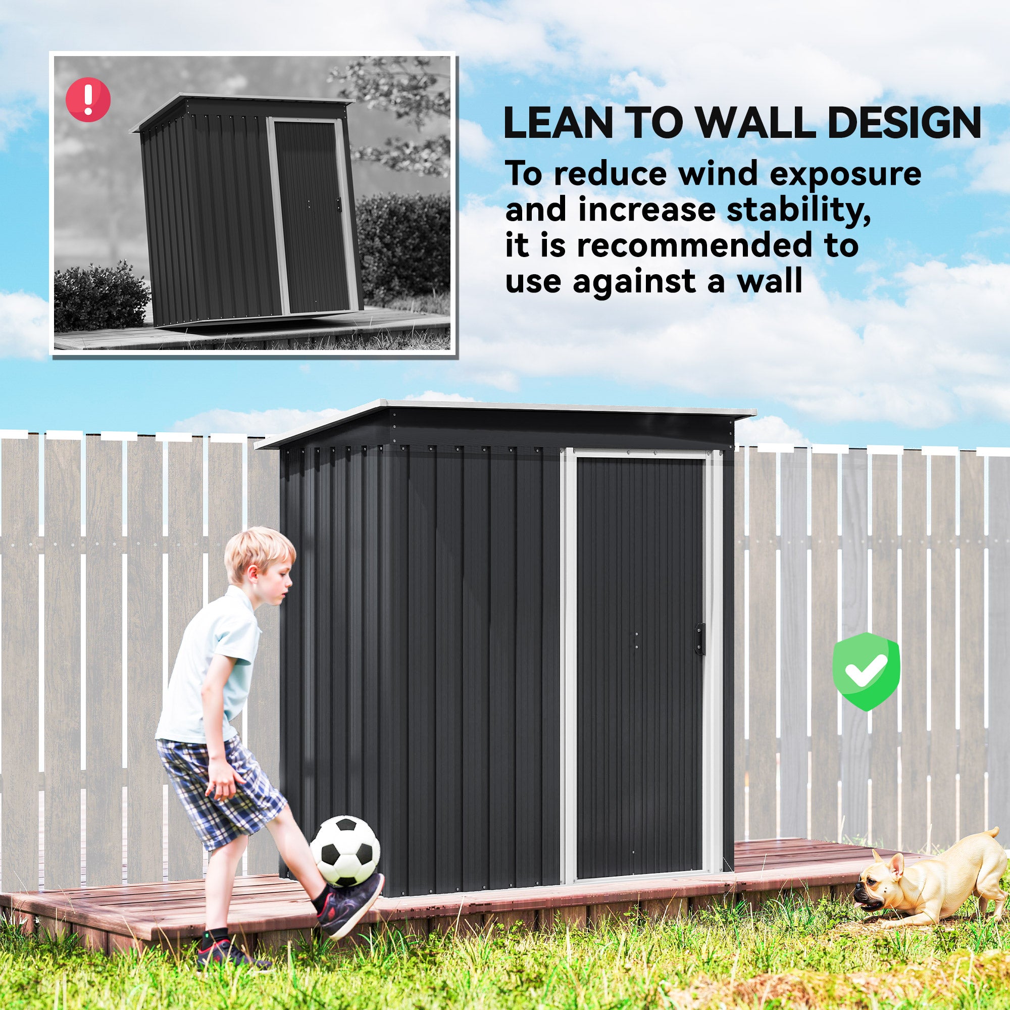 Outsunny 5 x 3ft Garden Storage Shed with Sliding Door and Sloped Roof Outdoor Equipment Tool Backyard, Black