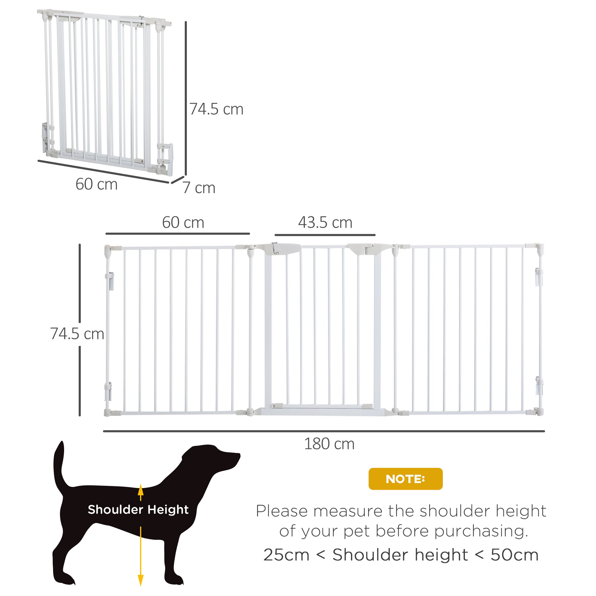 PawHut Pet Safety Gate, 3 Panels Playpen Fireplace, Metal Fence, Stair Barrier, Room Divider w/ Walk-Through Door - White - North Peak Garden Furniture