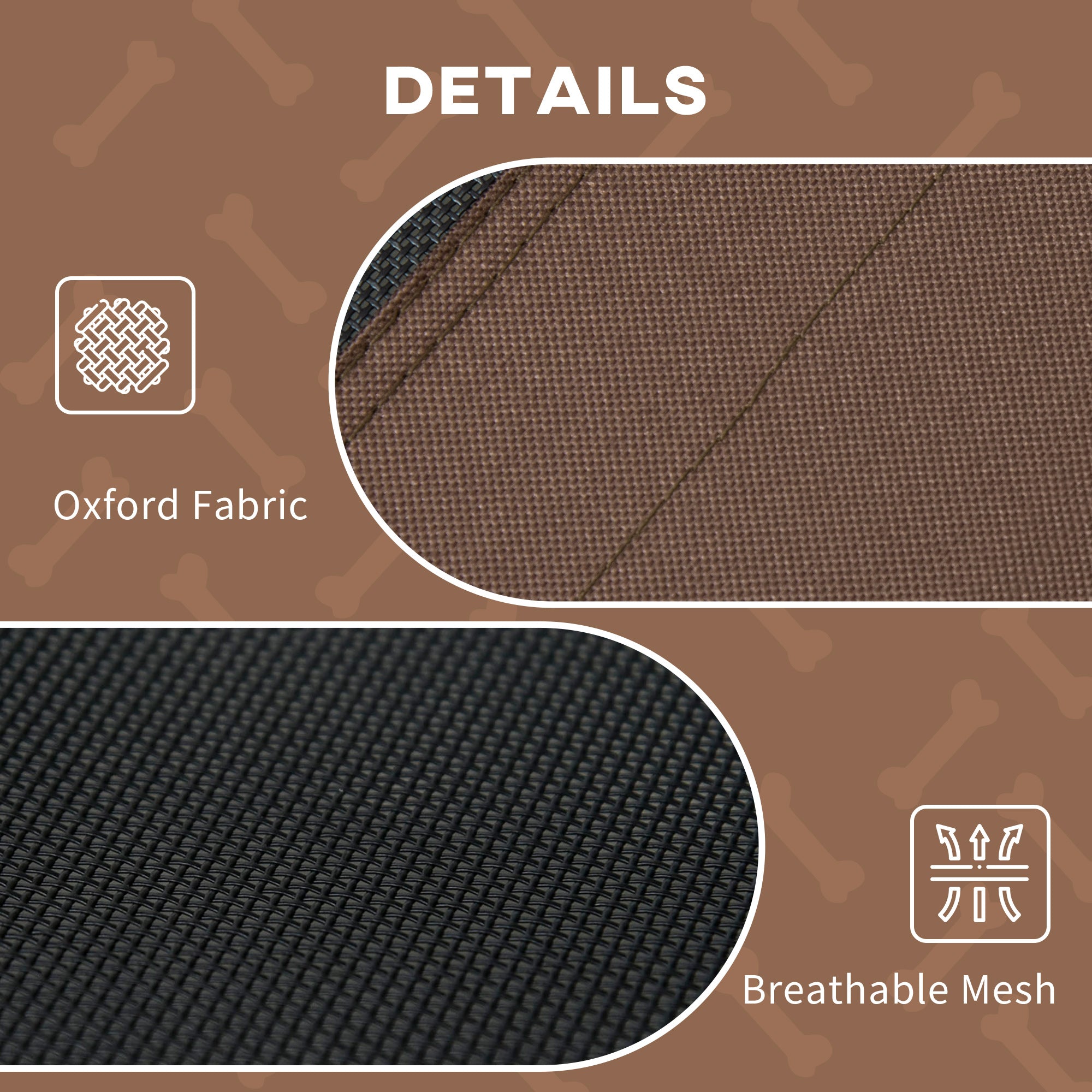 PawHut Raised Dog Bed Waterproof Elevated Pet Cot with Breathable Mesh UV Protection Canopy Coffee, for XL Dogs, 122 x 92 x 108cm - North Peak Garden Furniture