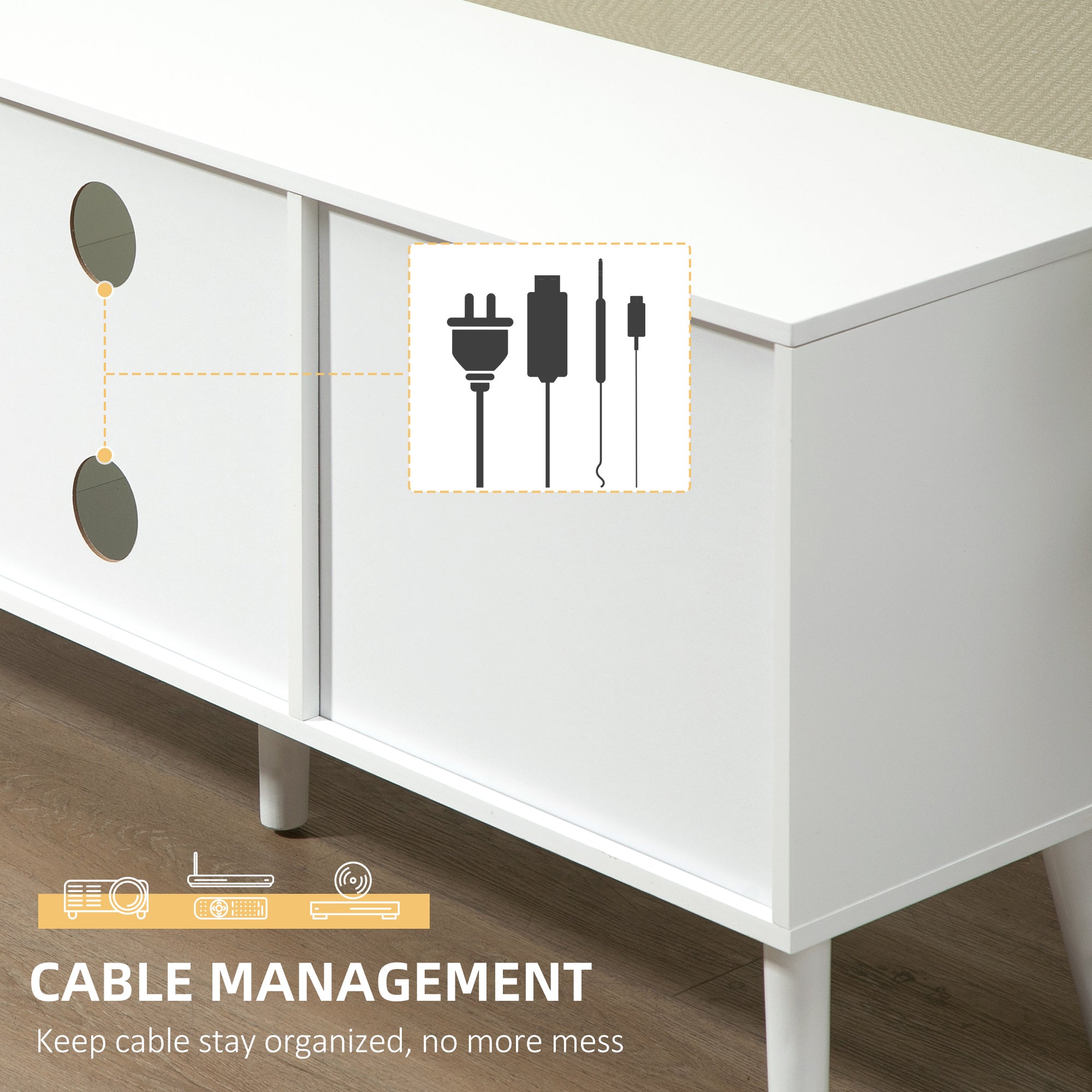 HOMCOM TV Cabinet Stand Unit for TVs up to 50'' with Foldable Drawers, Entertainment Centre for Living Room White - North Peak Garden Furniture