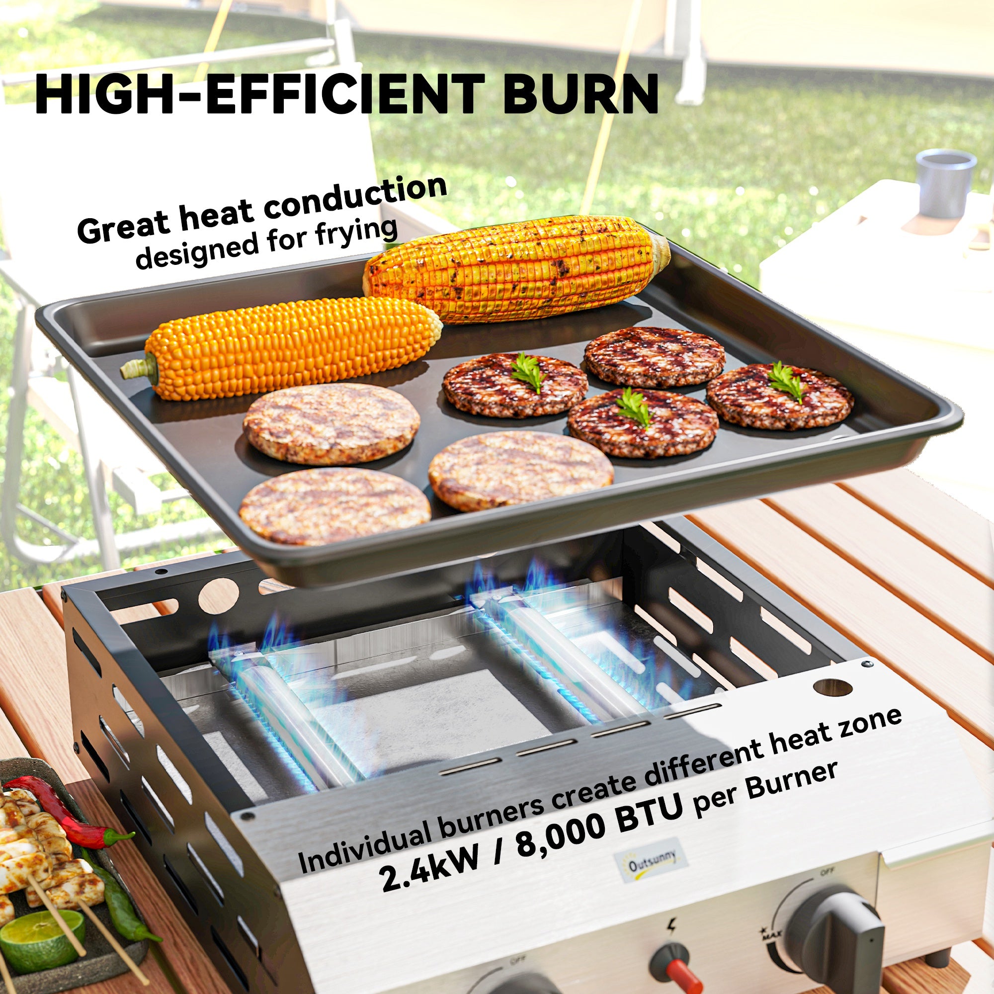 Outsunny Two Burner Portable Gas Grill - North Peak Garden Furniture