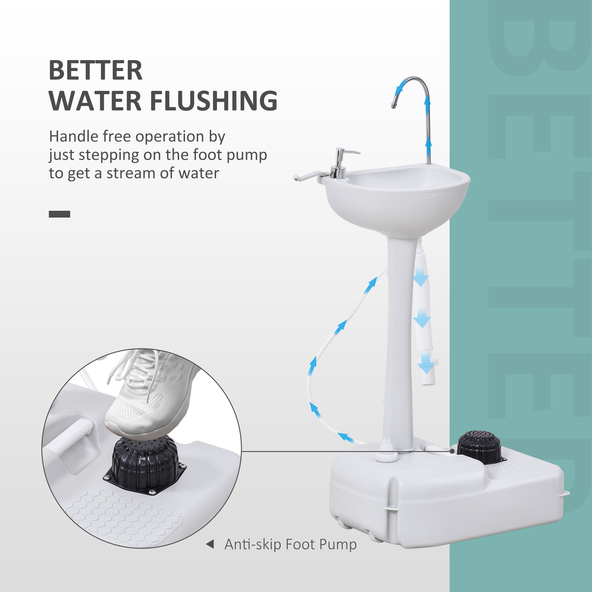 Outsunny Camping Portable Handwash Sink w/ Towel Holder & Soap Dispenser Rolling Wheels Outdoor Drainage Equipment - North Peak Garden Furniture
