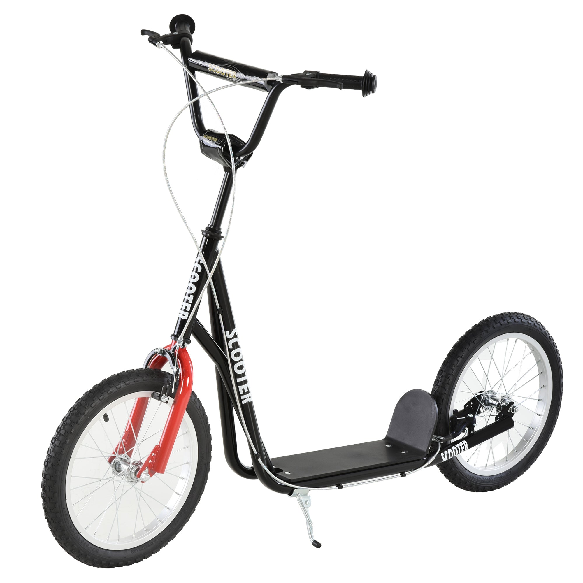 HOMCOM Kick Scooters for Kids with Adjustable Height, Anti-Slip Deck, Dual Brakes, Rubber Tyres, for Boys and Girls Aged 5+ Years Old - Black