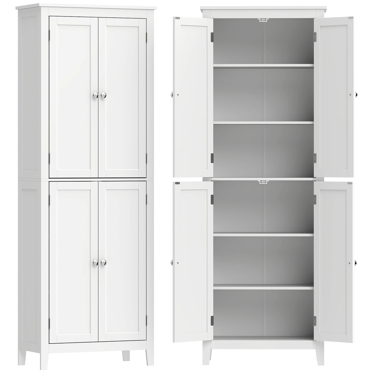 HOMCOM 170 cm Tall Bathroom Storage Cabinet, Freestanding Narrow Bathroom Cabinet with Adjustable Shelves for Laundry Room