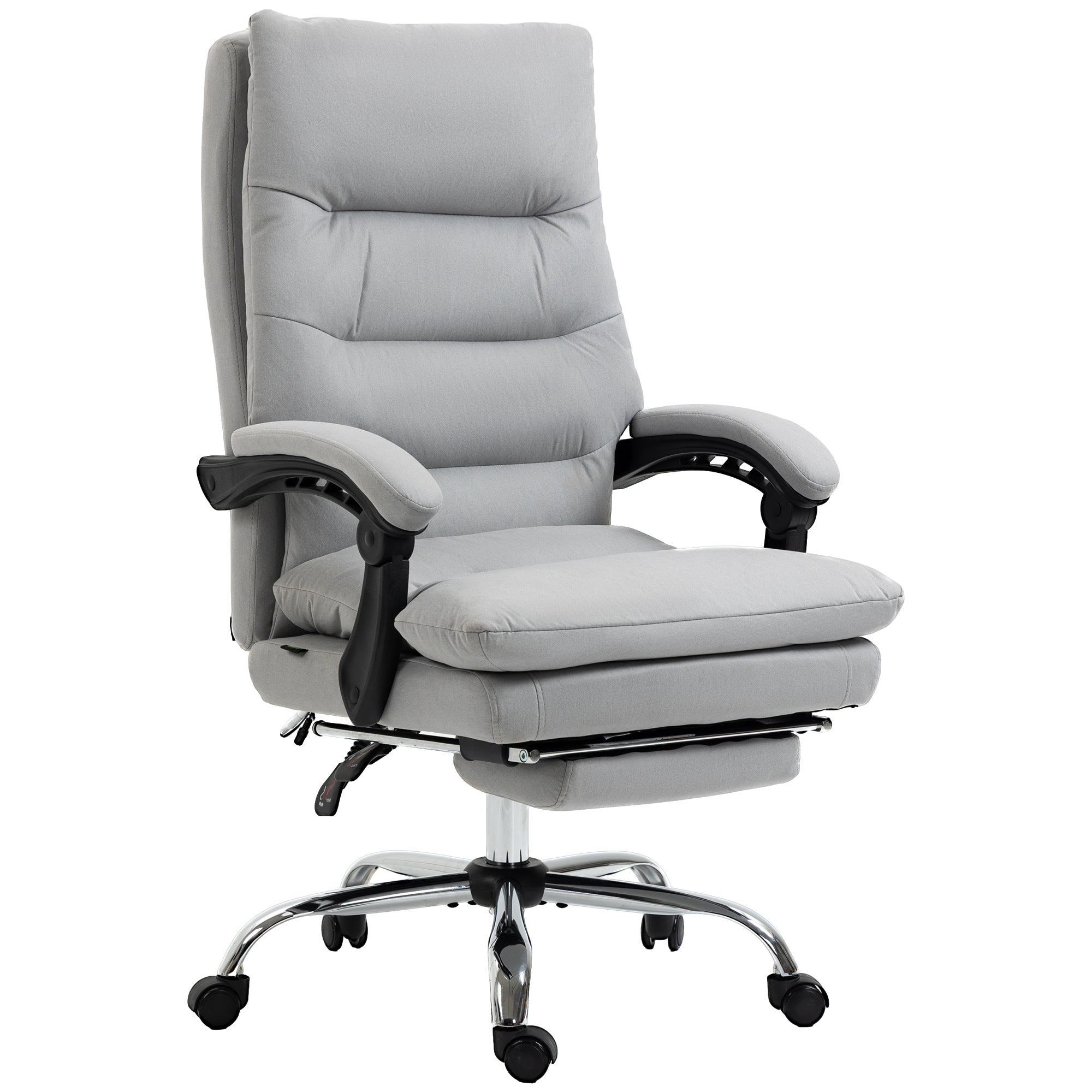 Vinsetto Office Chair, Ergonomic Desk Chair with 6-Point Vibration Massage and Back Heating, Microfibre Computer Gaming Chair with 135° Reclining Back and Footrest, Grey - North Peak Garden Furniture