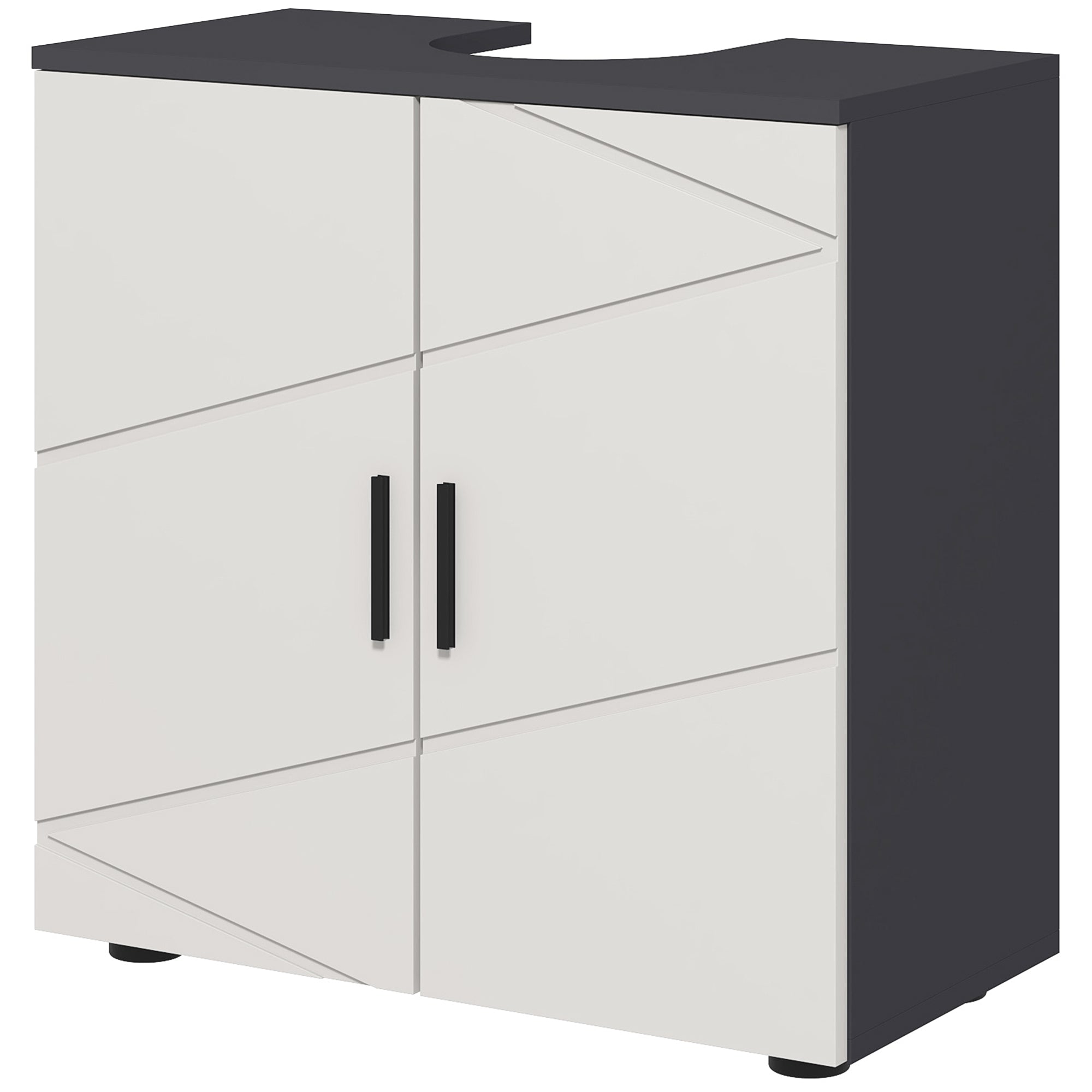 kleankin Pedestal Sink Bathroom Cabinet, Bathroom Vanity Unit with 20 x 20cm "U" Cut-Out and Adjustable Shelf, Light Grey