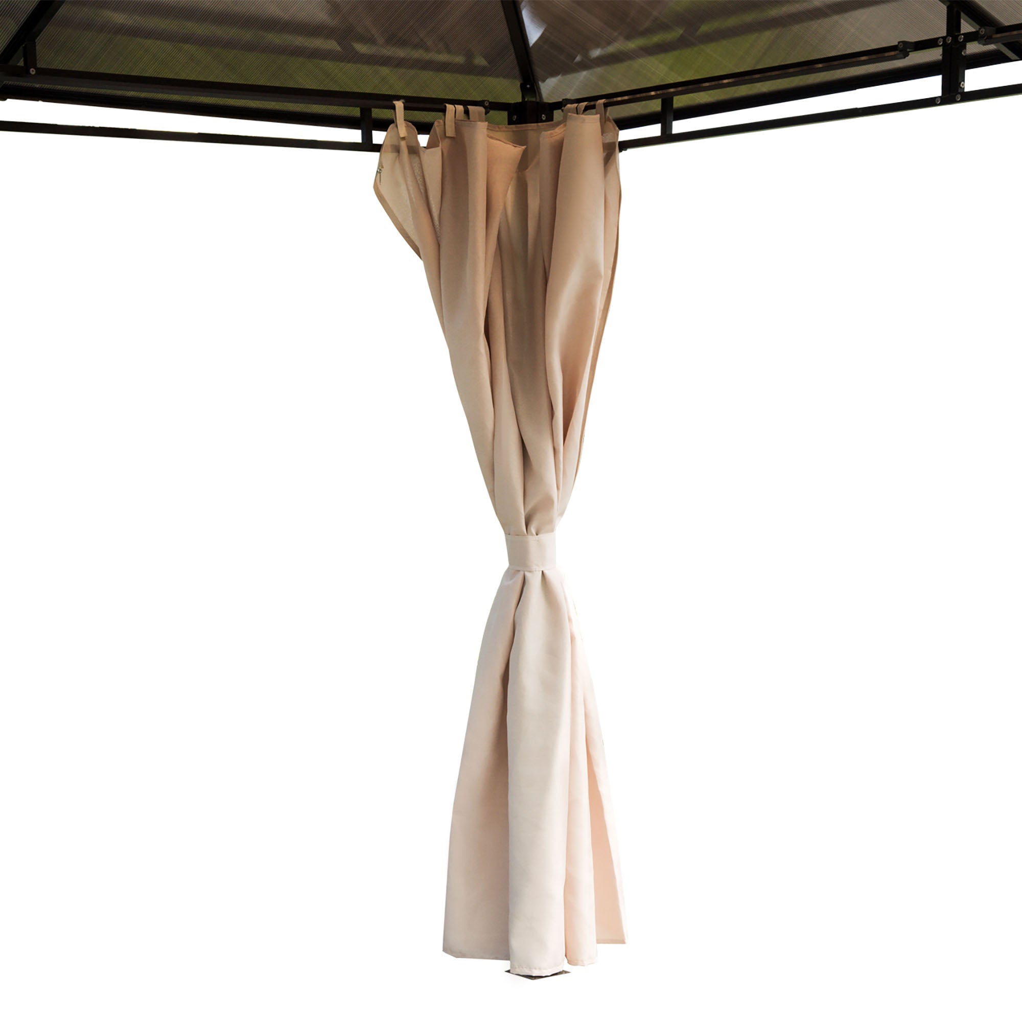 Outsunny 3 x 3.6m Hardtop Gazebo Canopy with Polycarbonate Roof Garden Pavilion with Removable Curtains and Steel Frame, Brown - North Peak Garden Furniture