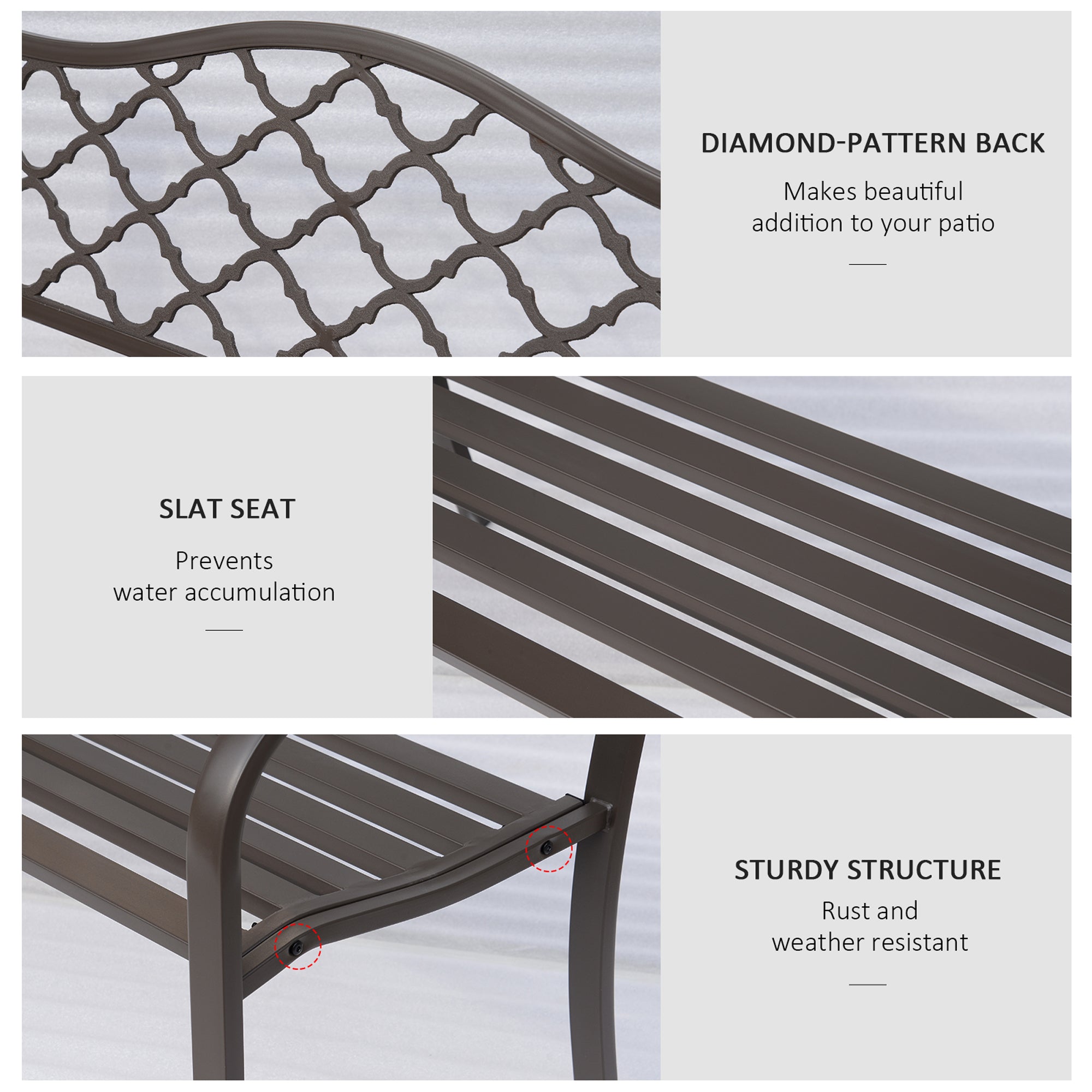 Outsunny Antique Style Outdoor Cast Iron Front Porch Bench Path Chair Seat Outdoor - North Peak Garden Furniture