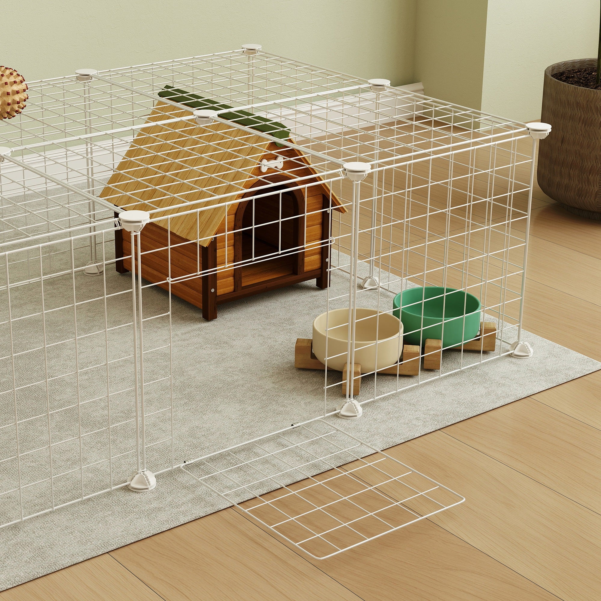 PawHut DIY 36 Panel Pet Playpen Metal Wire Fence for Chinchilla, Hedgehog, Bunny, Indoor, Outdoor Use, White