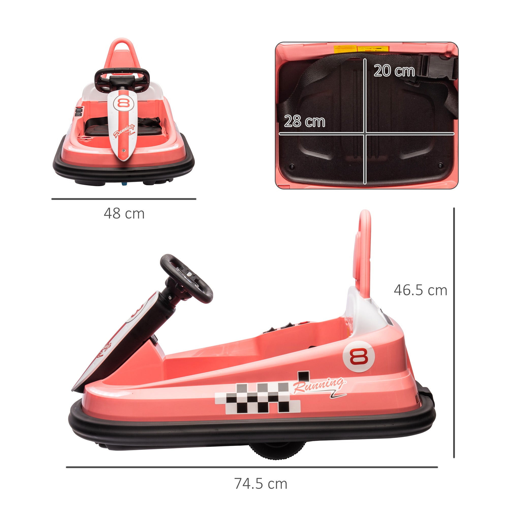 HOMCOM 6V Electric Kids Bumper Car, 6V Spin Waltz Car, with Music, Horn, Lights - Pink - North Peak Garden Furniture
