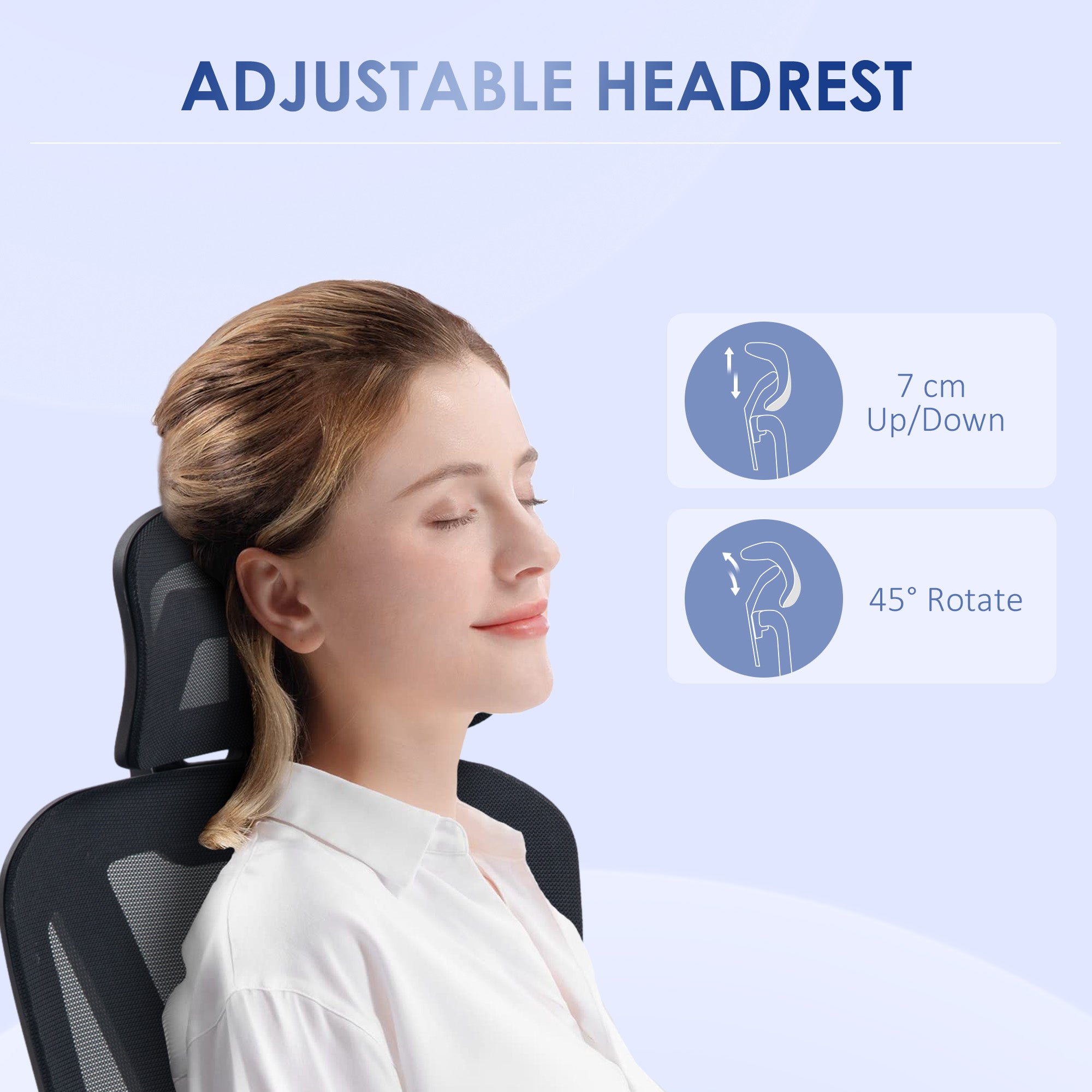Vinsetto Mesh Office Chair, Height Adjustable Desk Chair with Lumbar Support, Swivel Wheels and Adjustable Headrest, Black - North Peak Garden Furniture