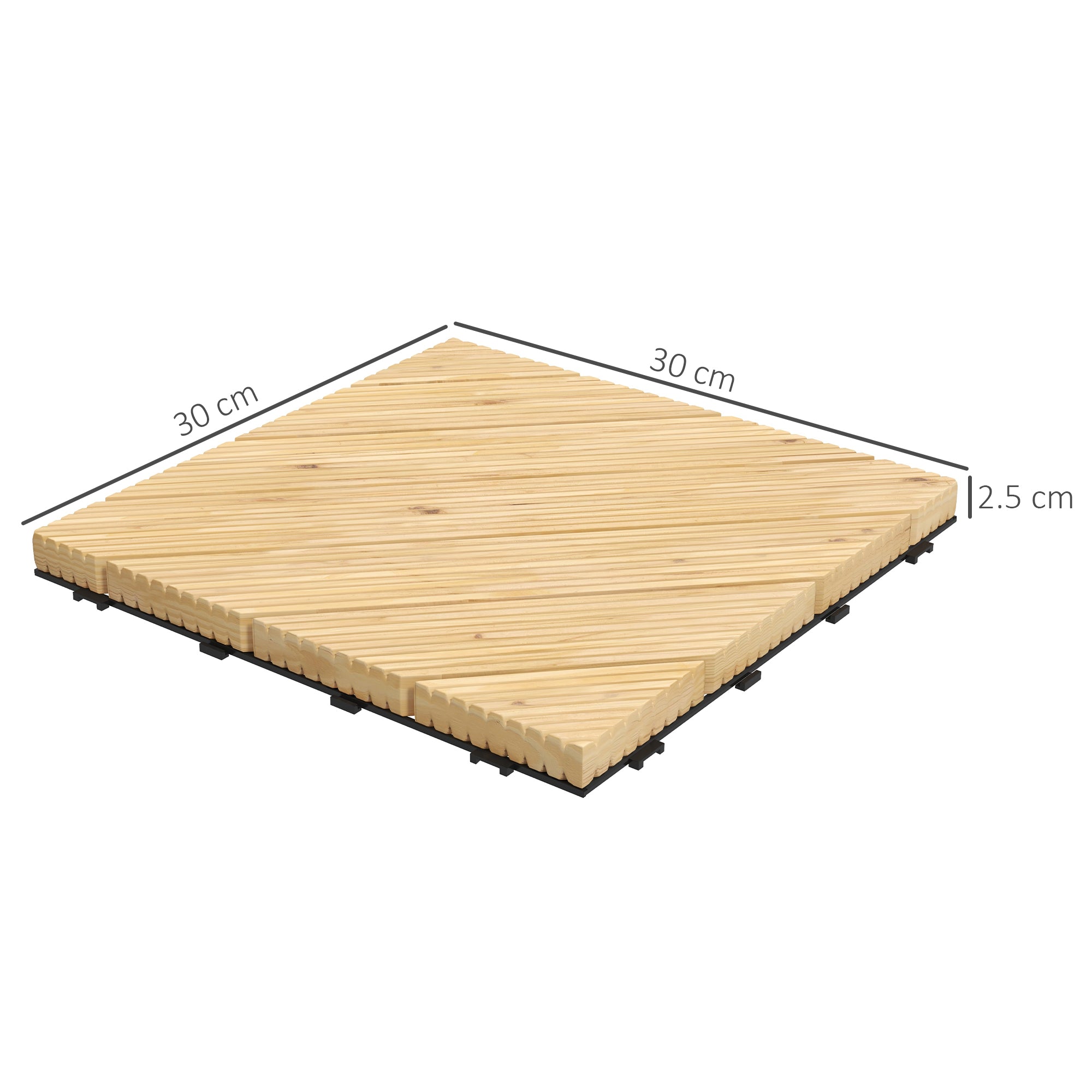 Outsunny 9 Pcs Garden Decking Tiles Wooden Outdoor Flooring Tiles for Patio, Balcony, Terrace, Hot Tub, Yellow - North Peak Garden Furniture