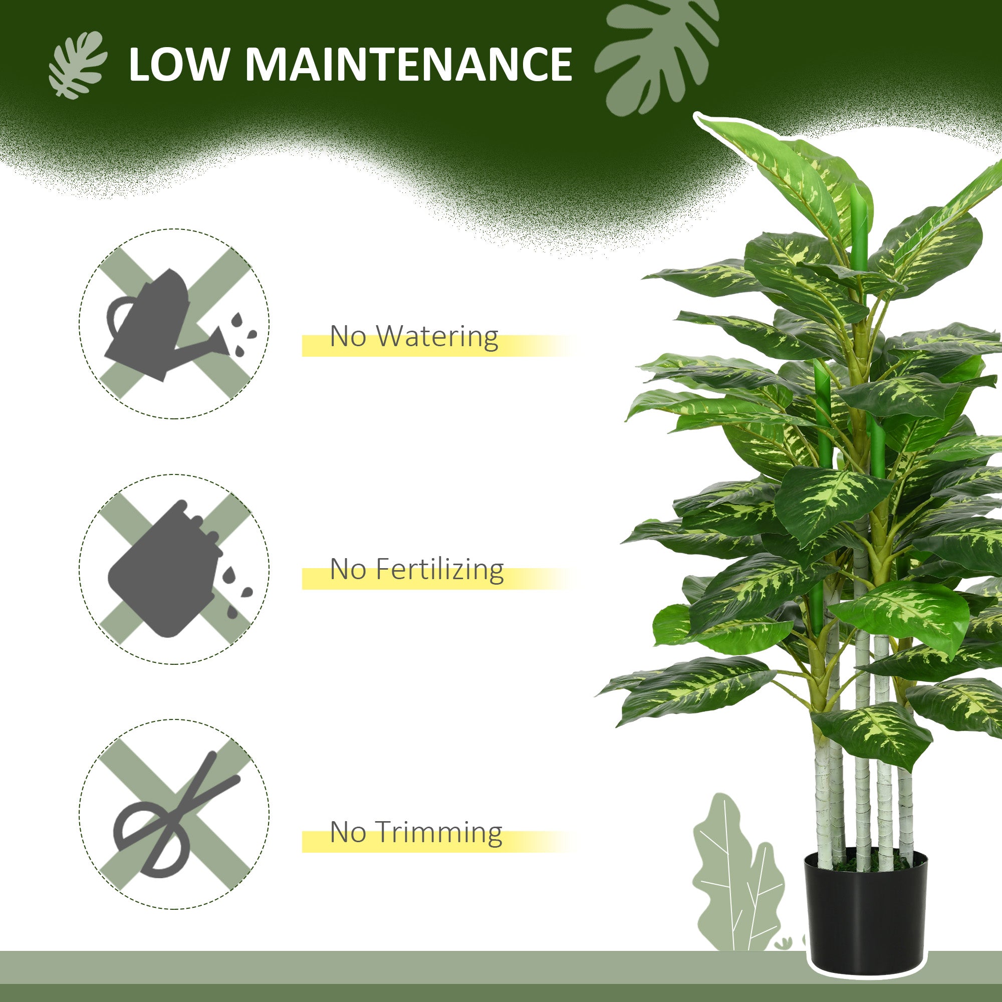 HOMCOM Artificial Evergreen Tree Fake Decorative Plant in Nursery Pot for Indoor Outdoor Decor, 120cm - North Peak Garden Furniture