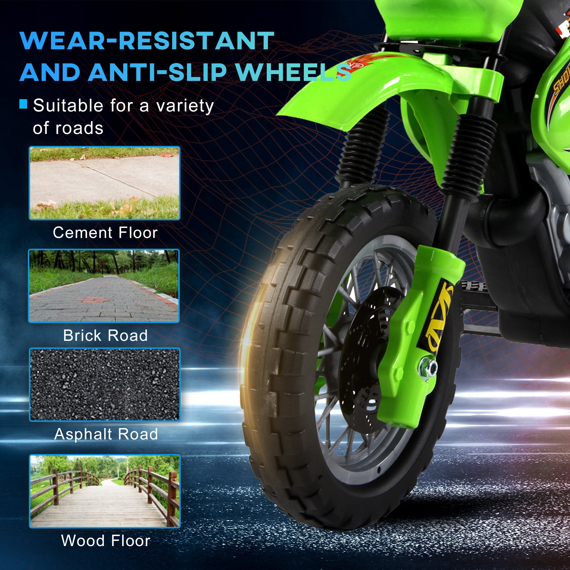 HOMCOM 6V Kids Child Electric Motorbike Ride on Motorcycle Scooter Children Toy Gift for 3-6 Years (Green) - North Peak Garden Furniture